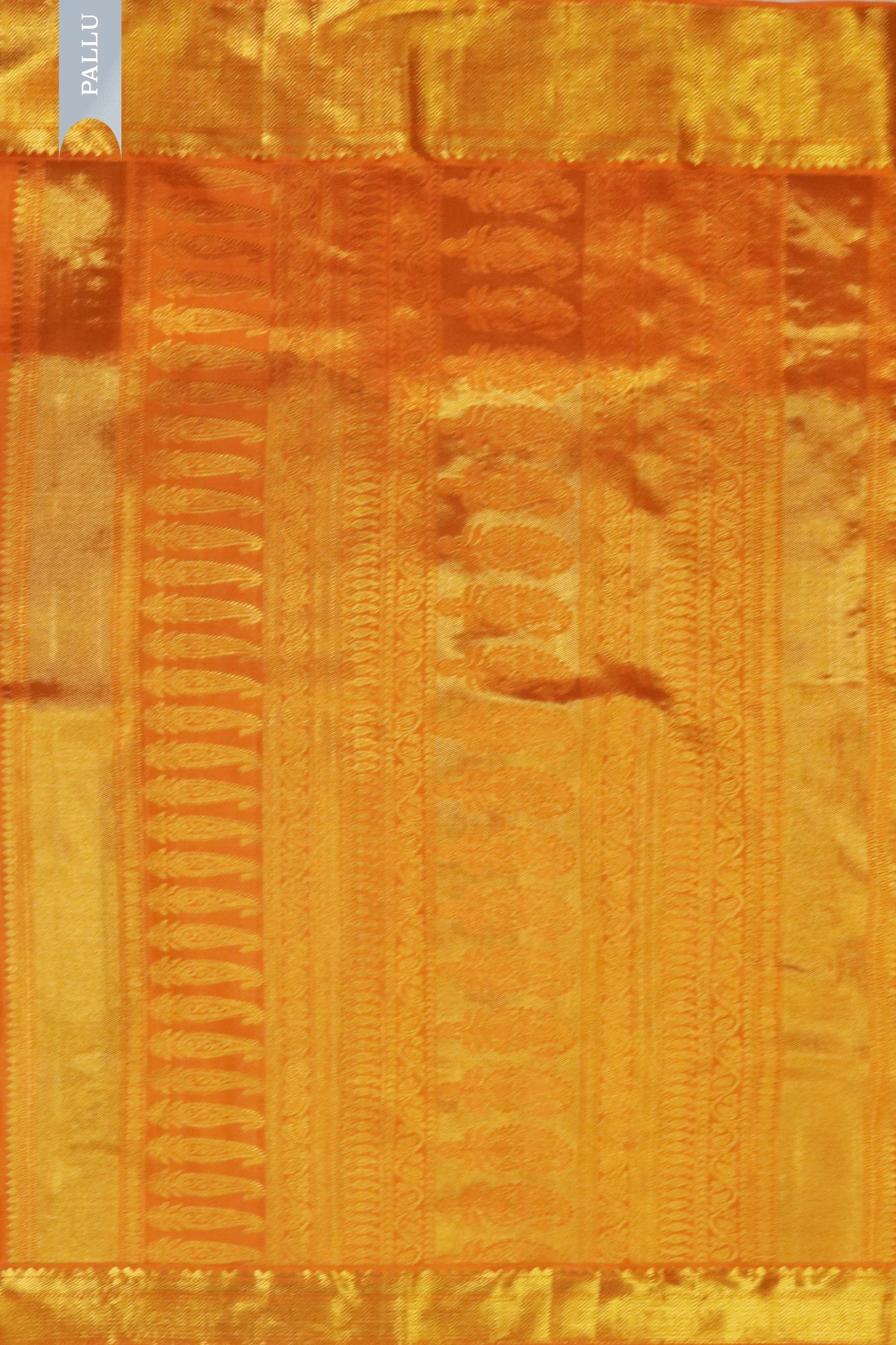 Koral Orange Kanchivaram Silk Saree with Zari & Meena Animal Motifs - Mokshaa