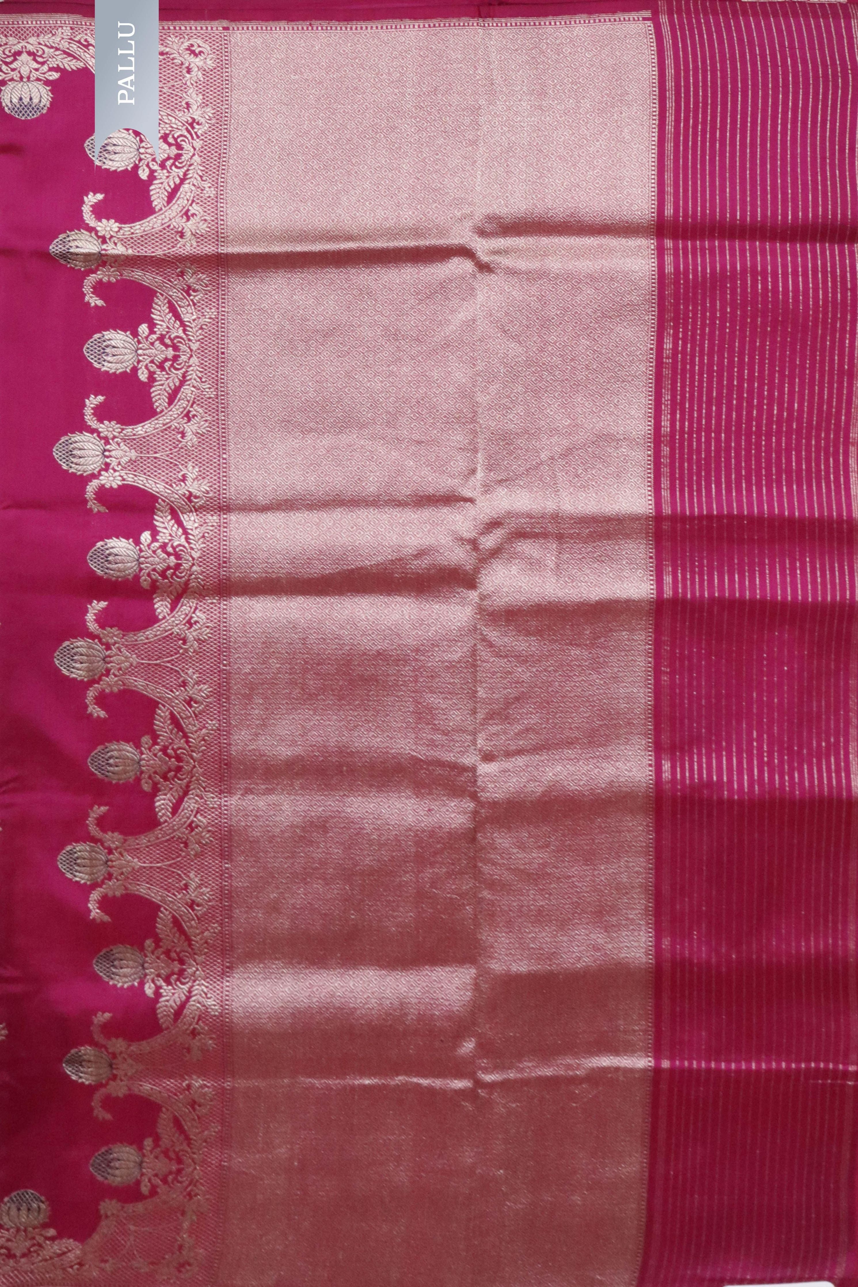 Magenta Pink Banarasi Silk Saree - Mokshaa