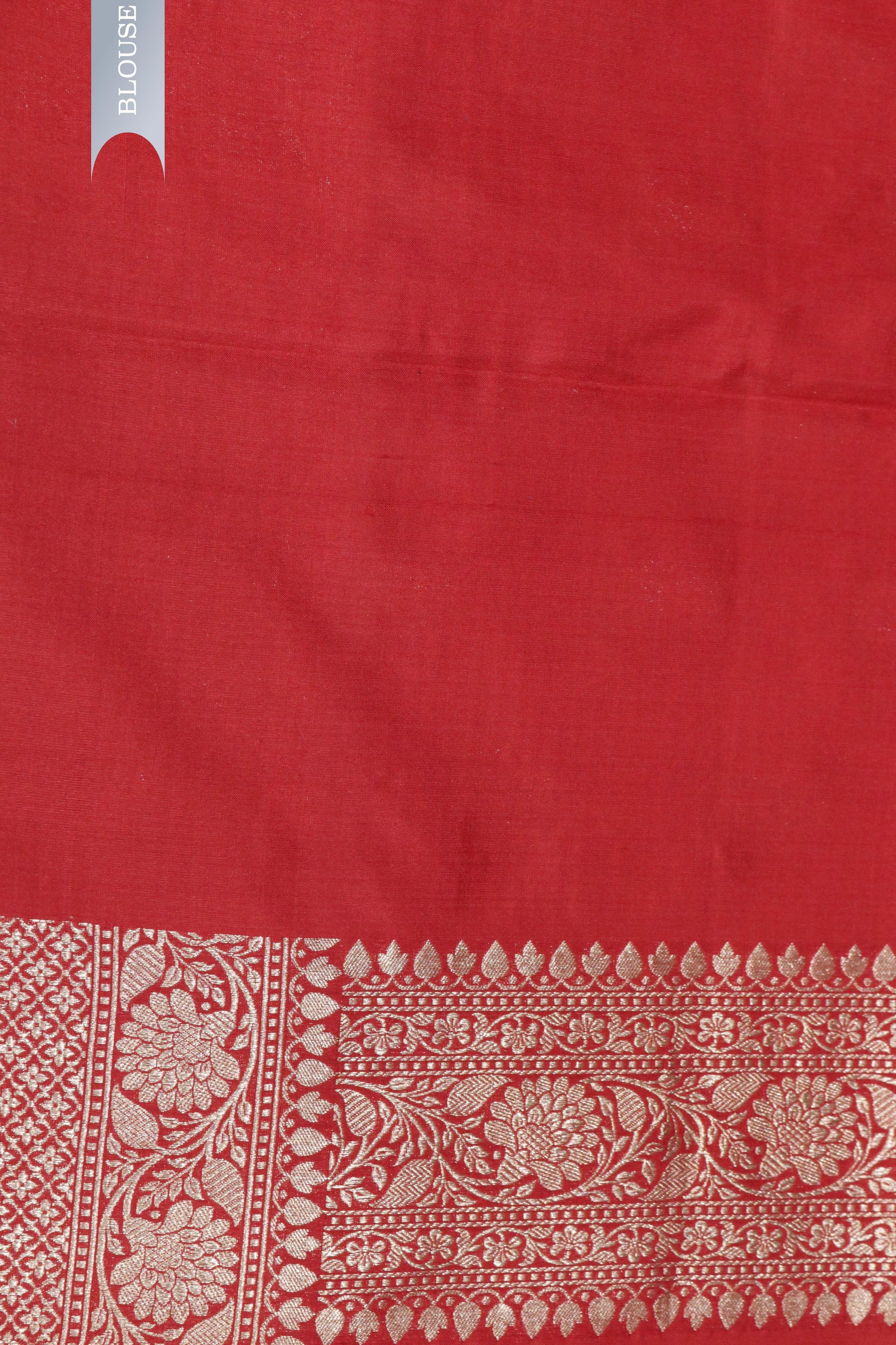 Rust Banarasi Zari Butti Silk Saree - Mokshaa