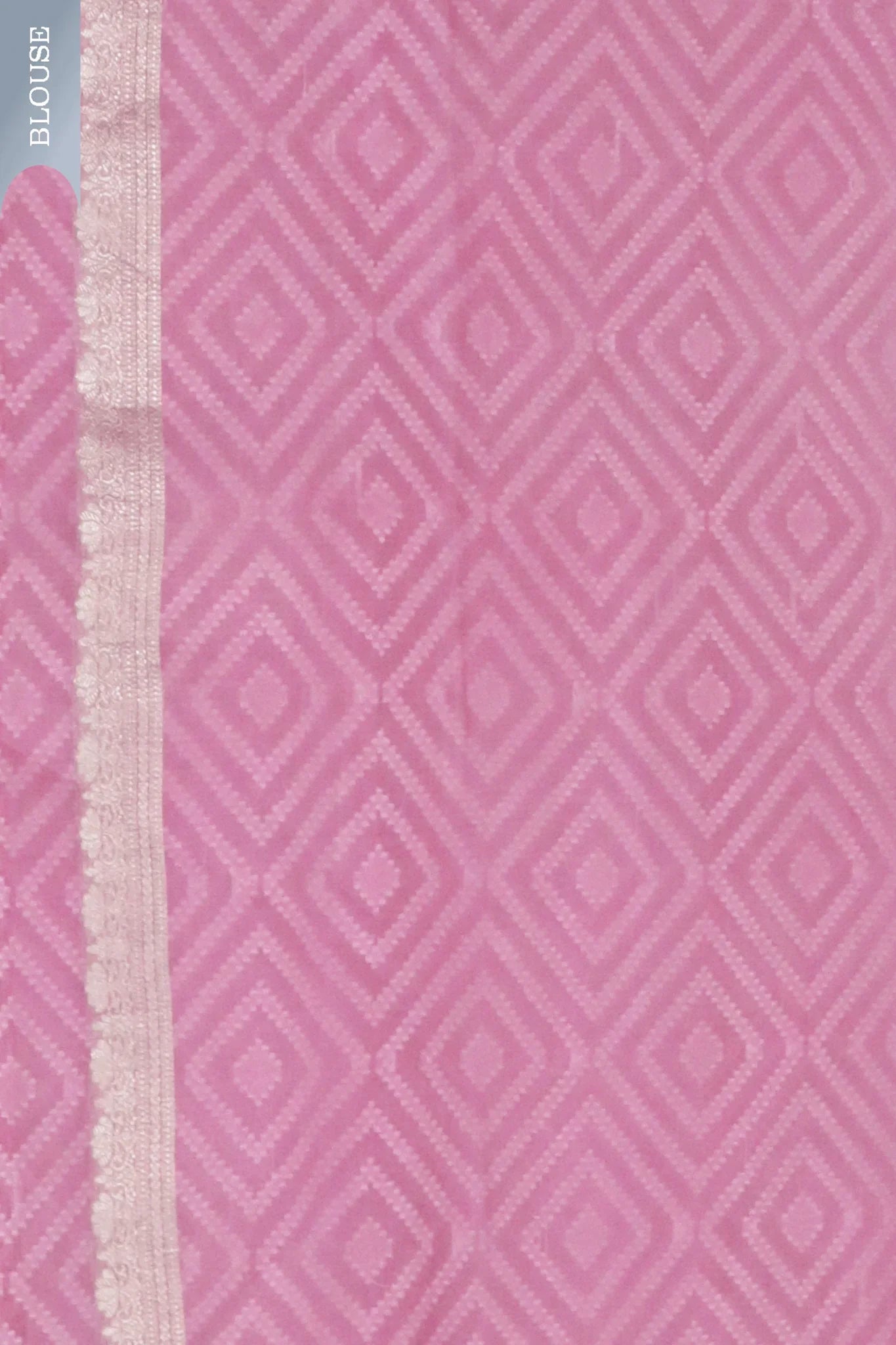 Baby Pink Banarasi Kora Saree with Geometric Weave & Satin Border - Mokshaa