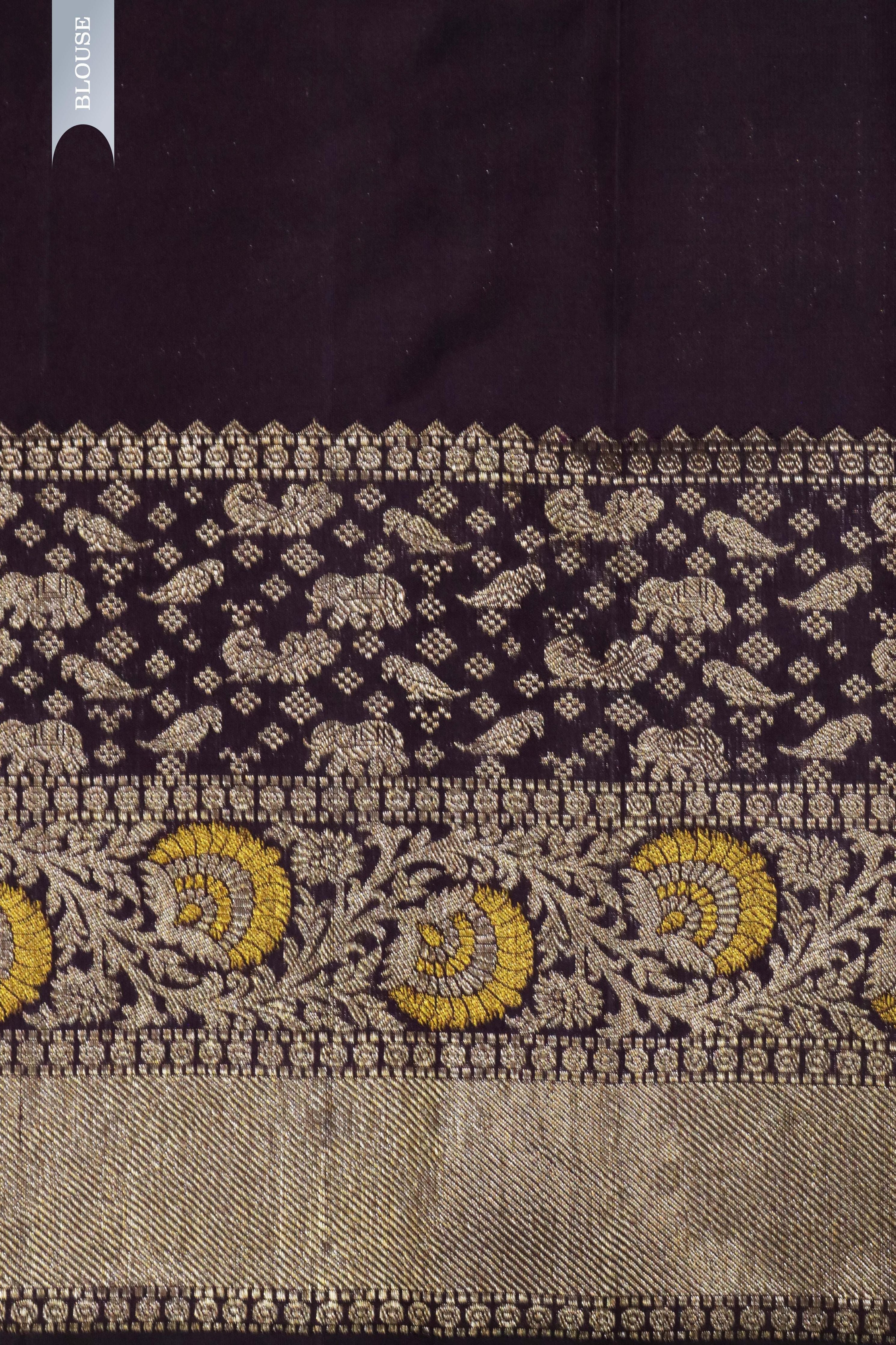 Wine Kanchivaram Silk Saree with Zari Stripes and Fancy Border - Mokshaa