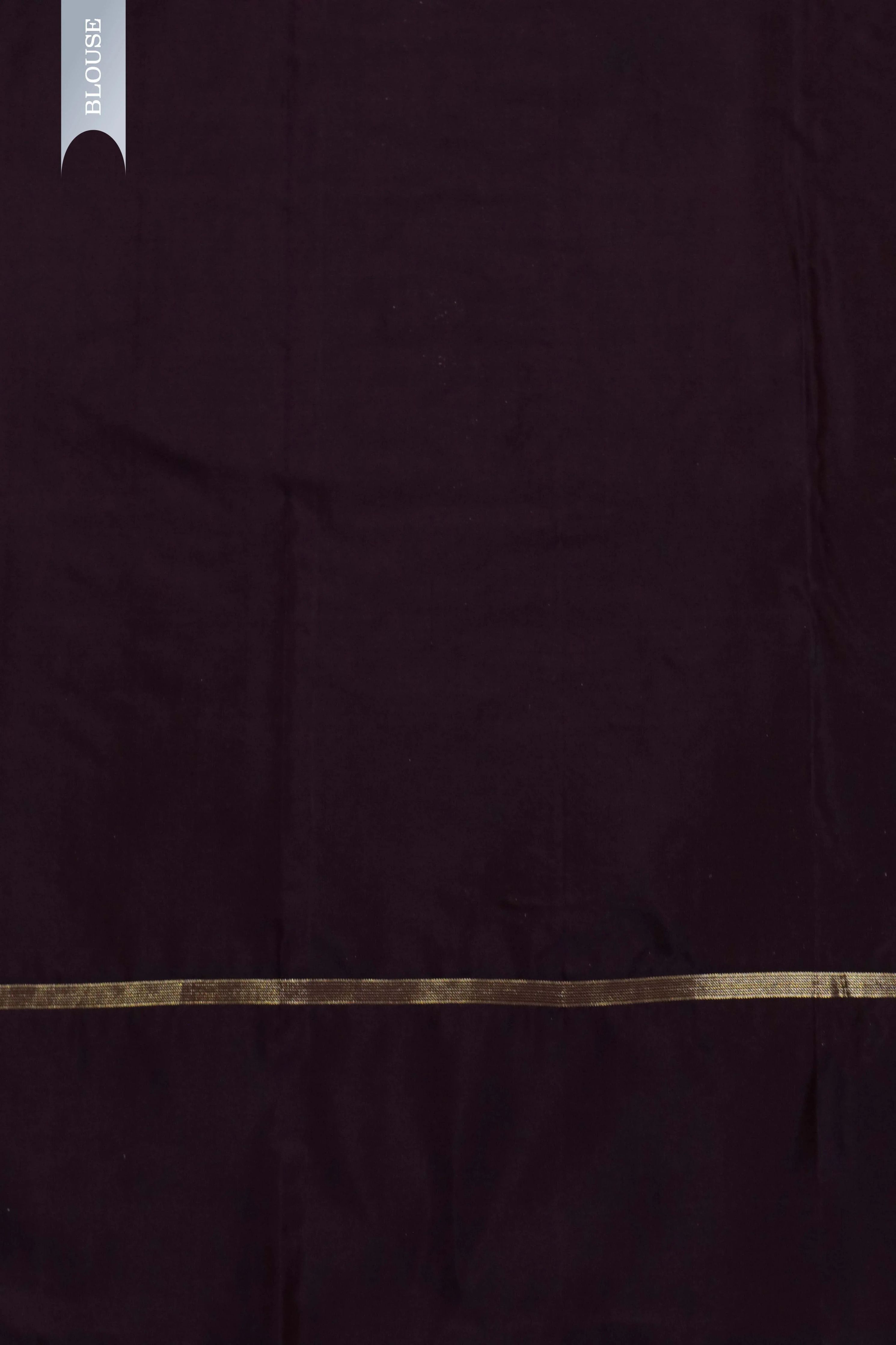 Dark Brown Kanchivaram Silk Saree with Small Zari Buttas & Plain Border - Mokshaa