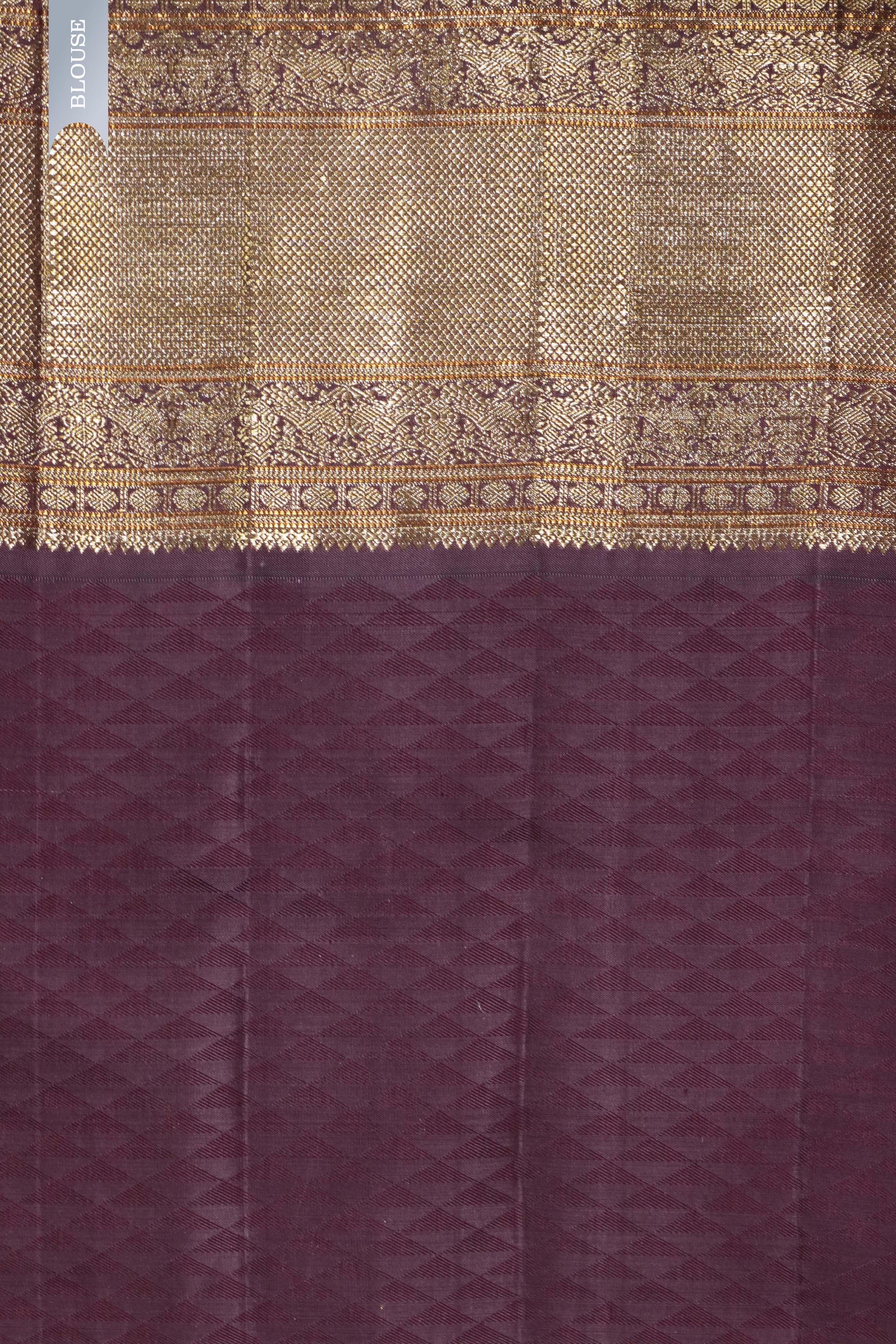 Beige Kanchivaram Silk Saree with Zari Stripes & Contrast Maroon Pallu - Mokshaa