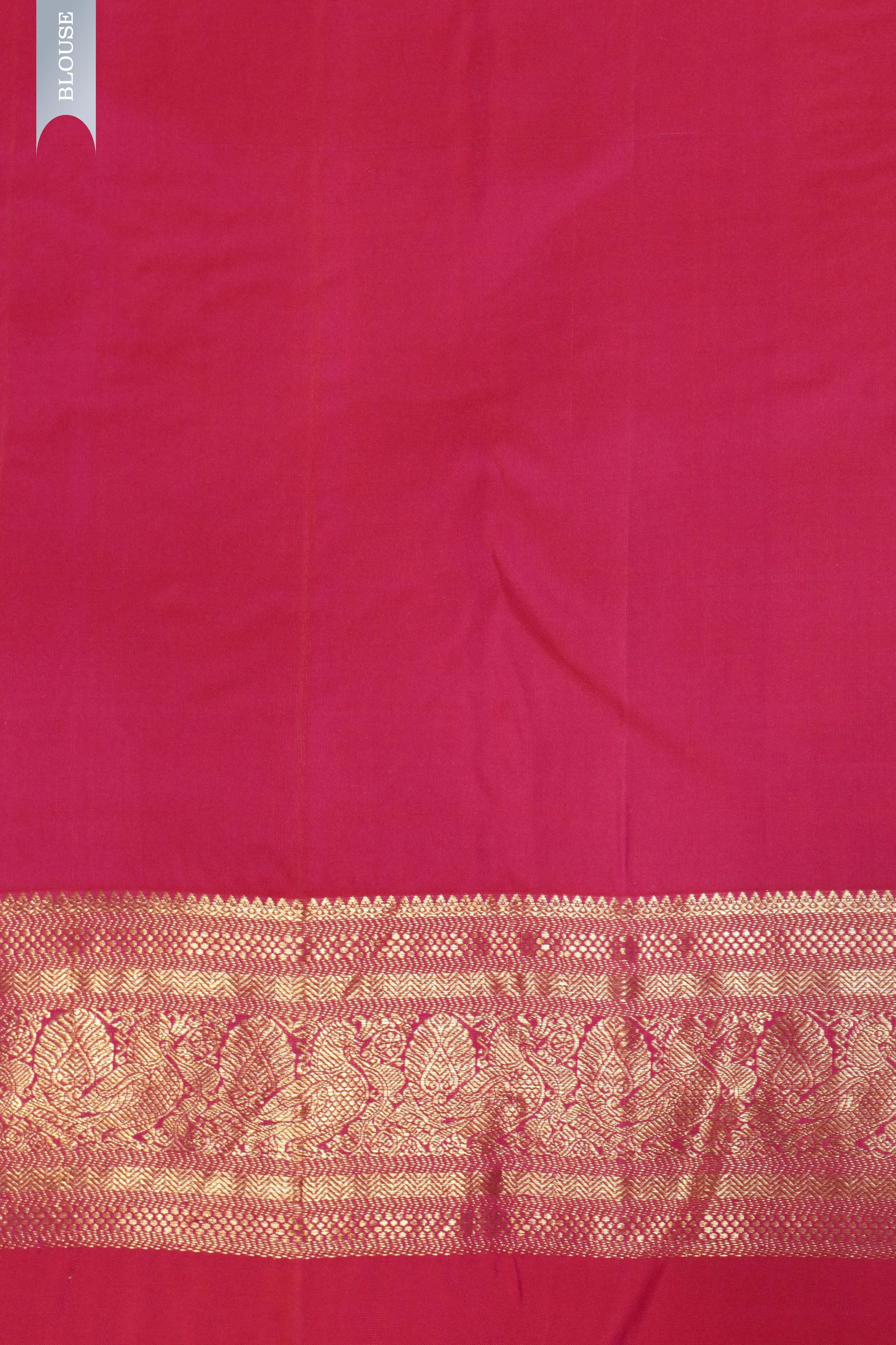 Tomato Pink Kanchivaram Silk Saree with Zari Border - Mokshaa