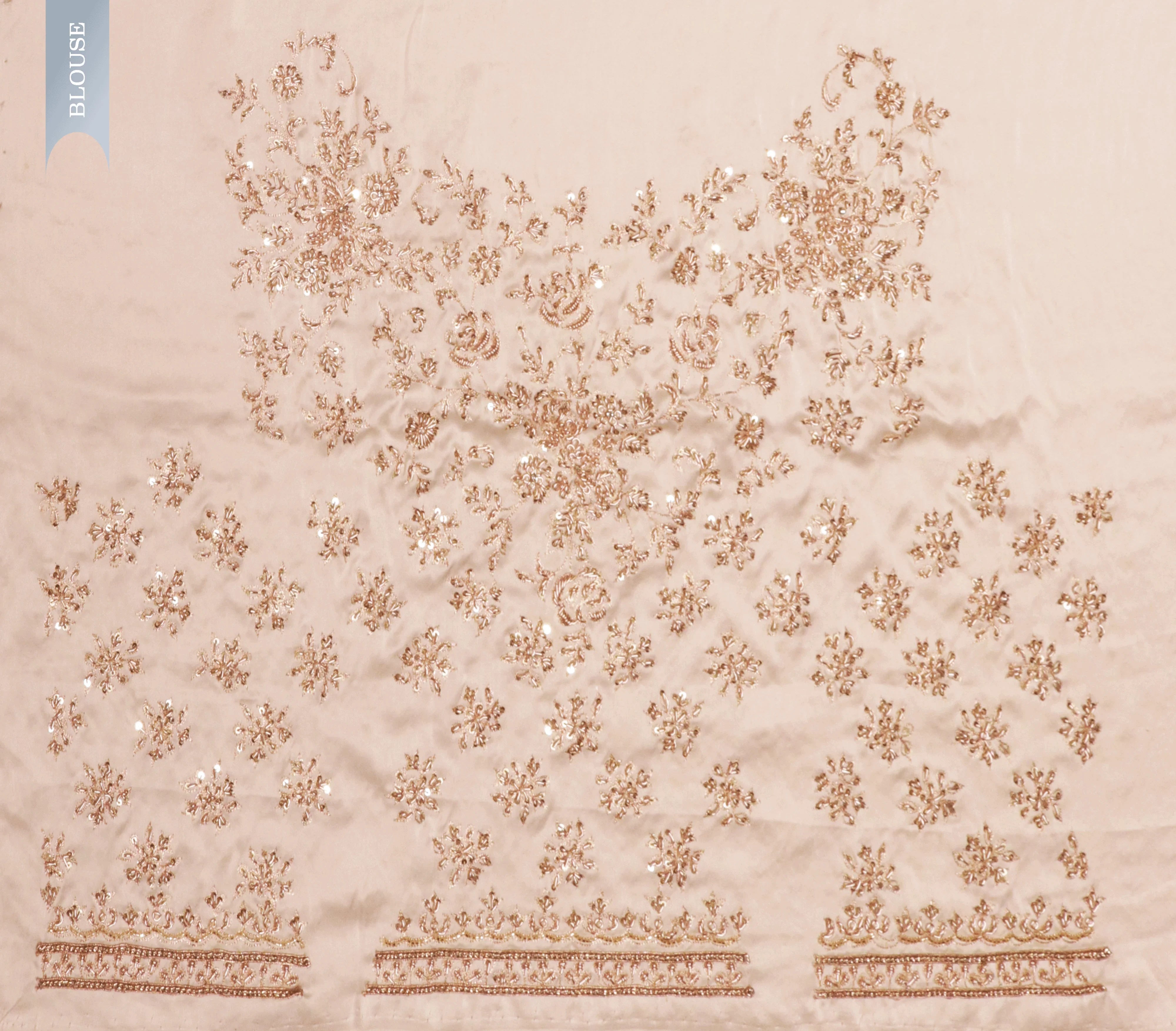 Satin Saree with Gota, Jardhosi & Pearl Embroidery - Mokshaa