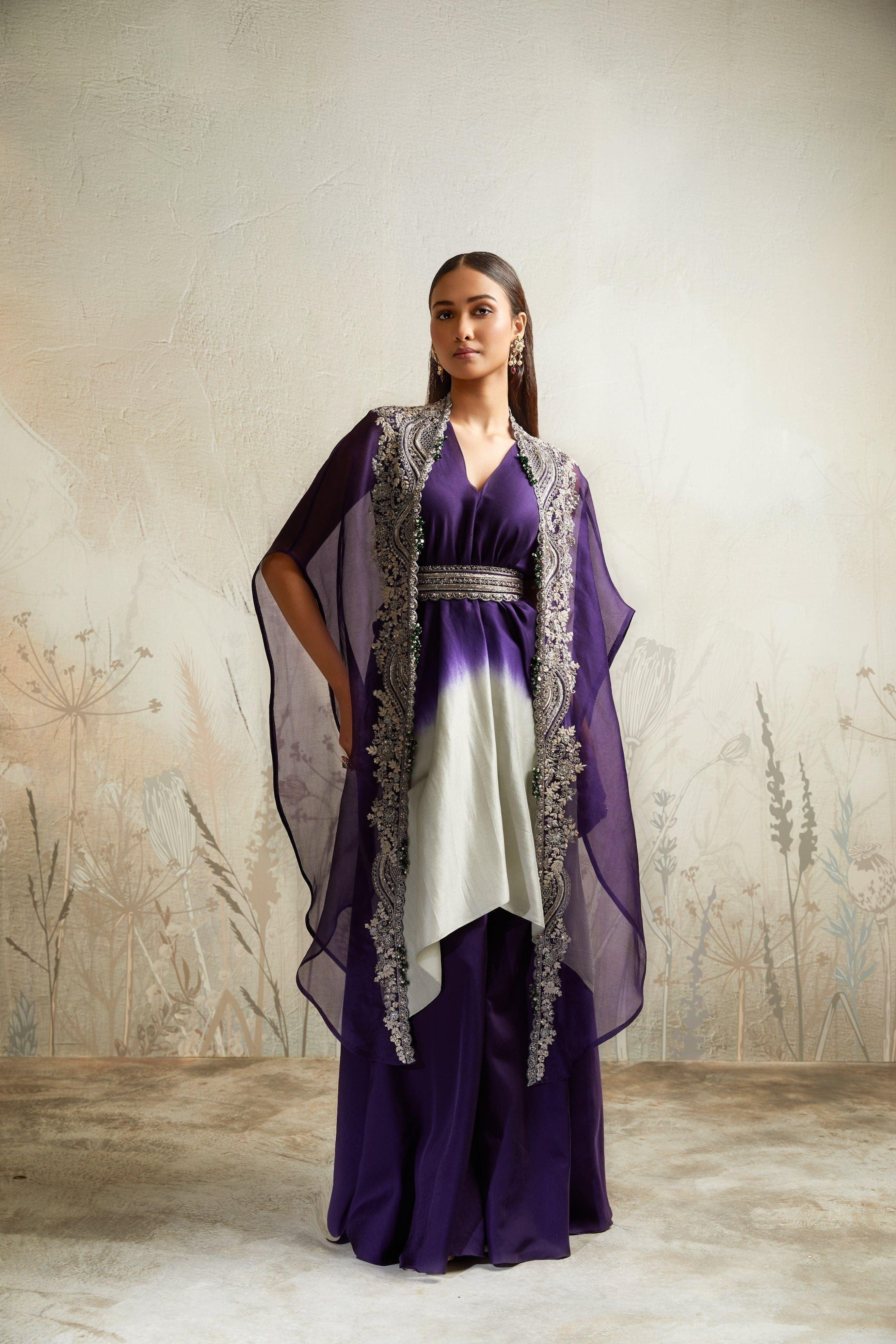 Dark Purple Cape Set - Mokshaa