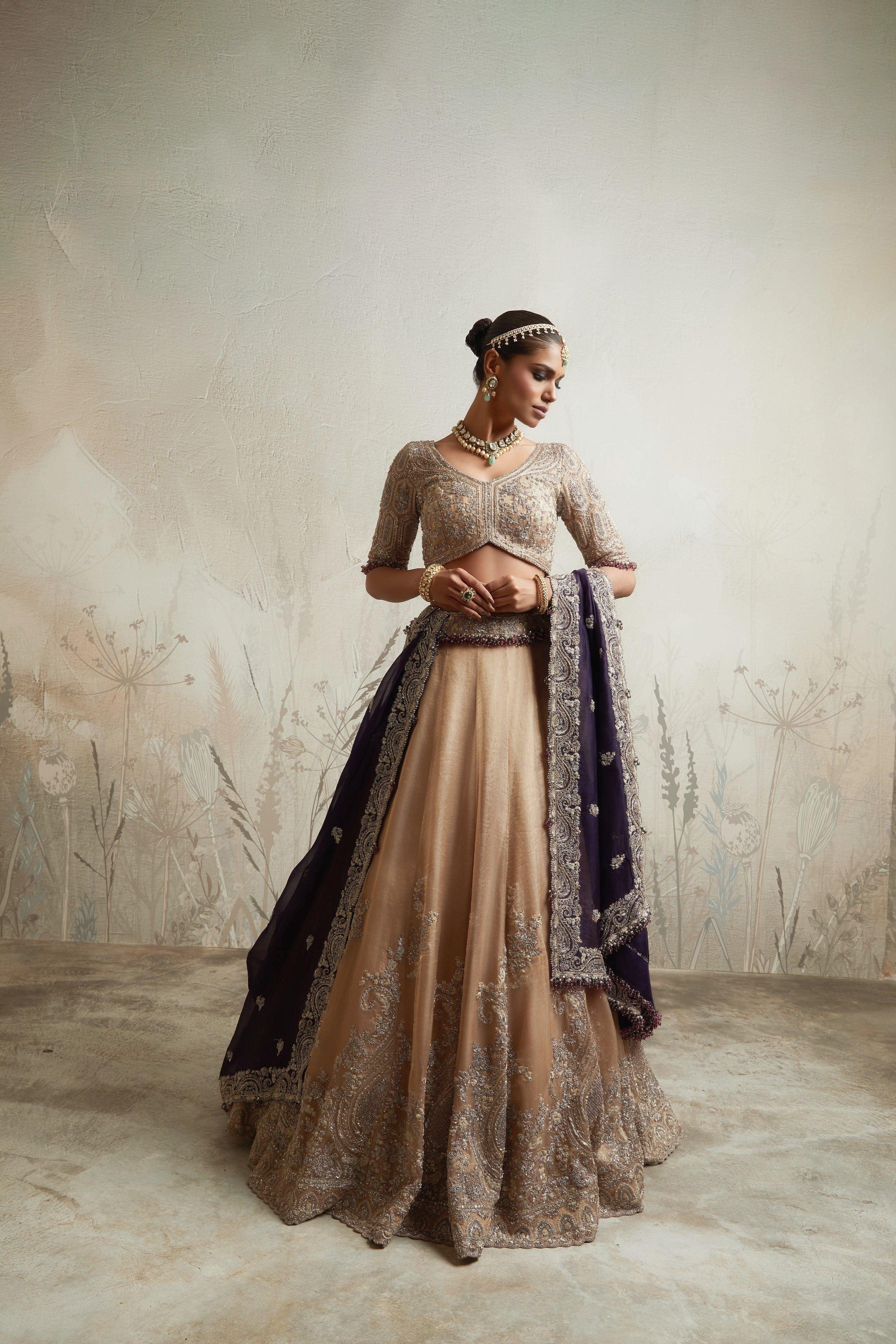 Gold Embroidered Lehenga Set - Mokshaa