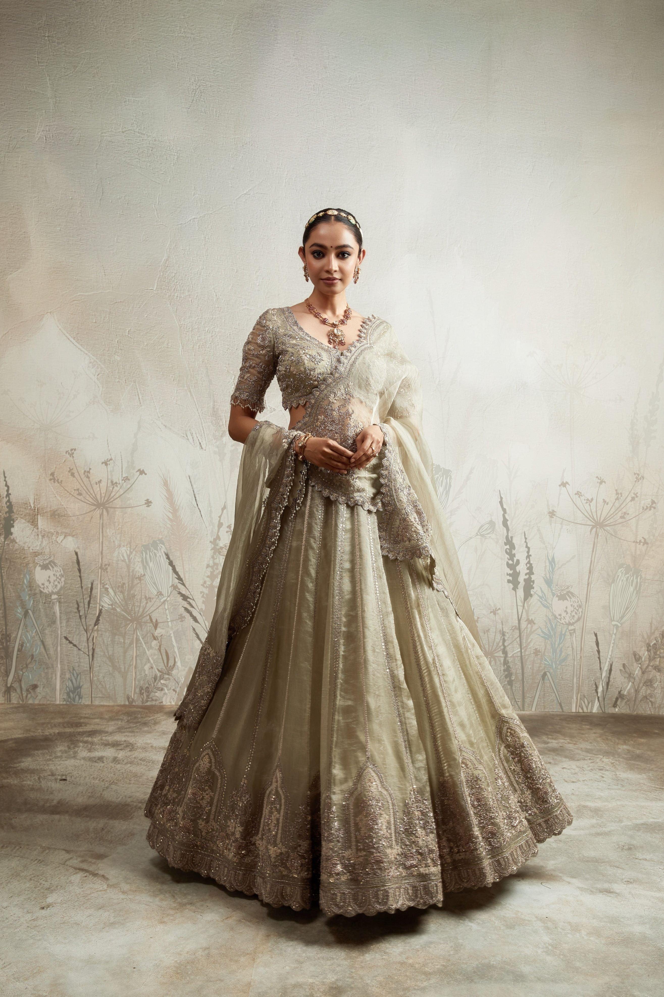 Aqua Tissue Lehenga Set - Mokshaa