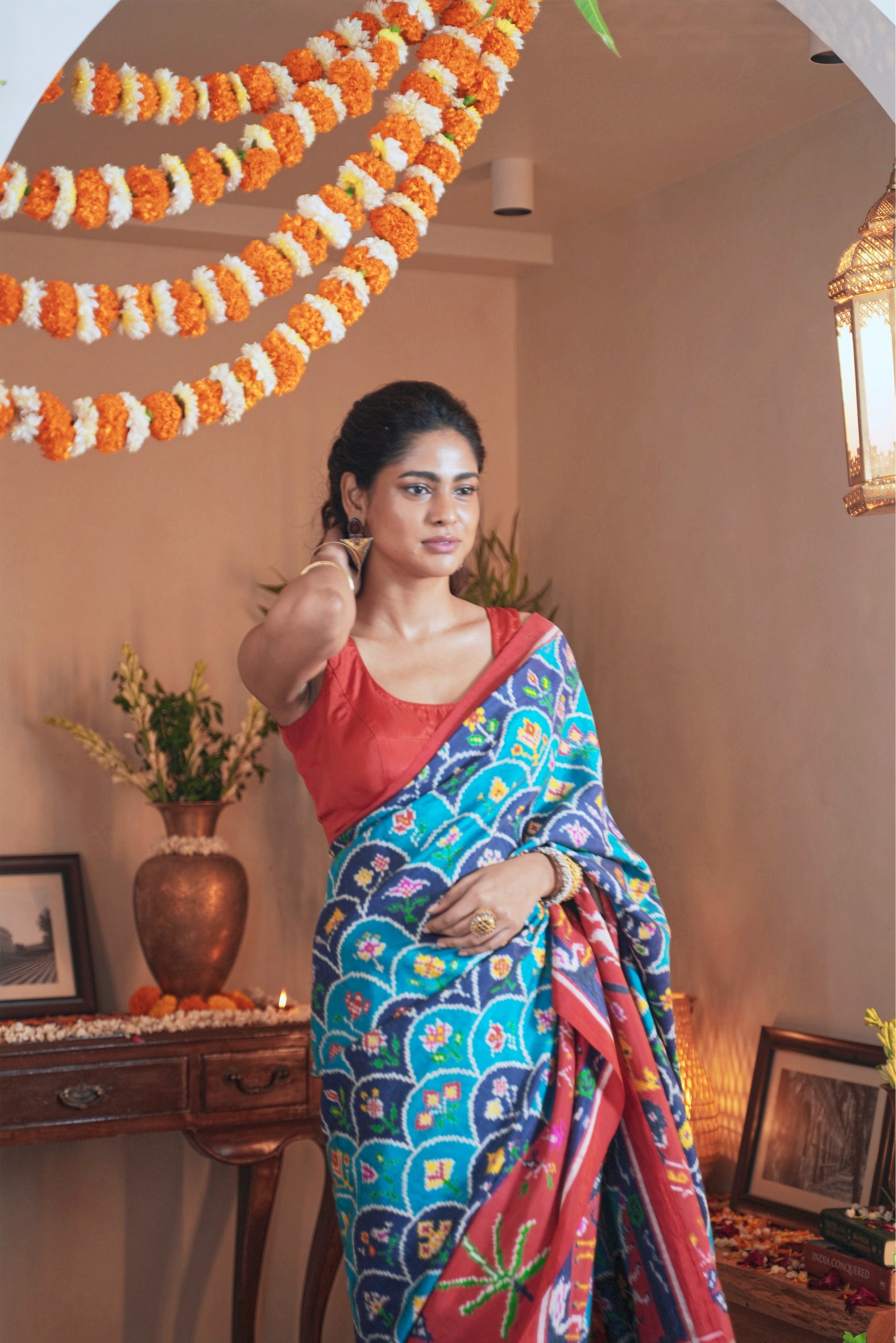 Turquoise Blue Pattan Pattola Silk Saree