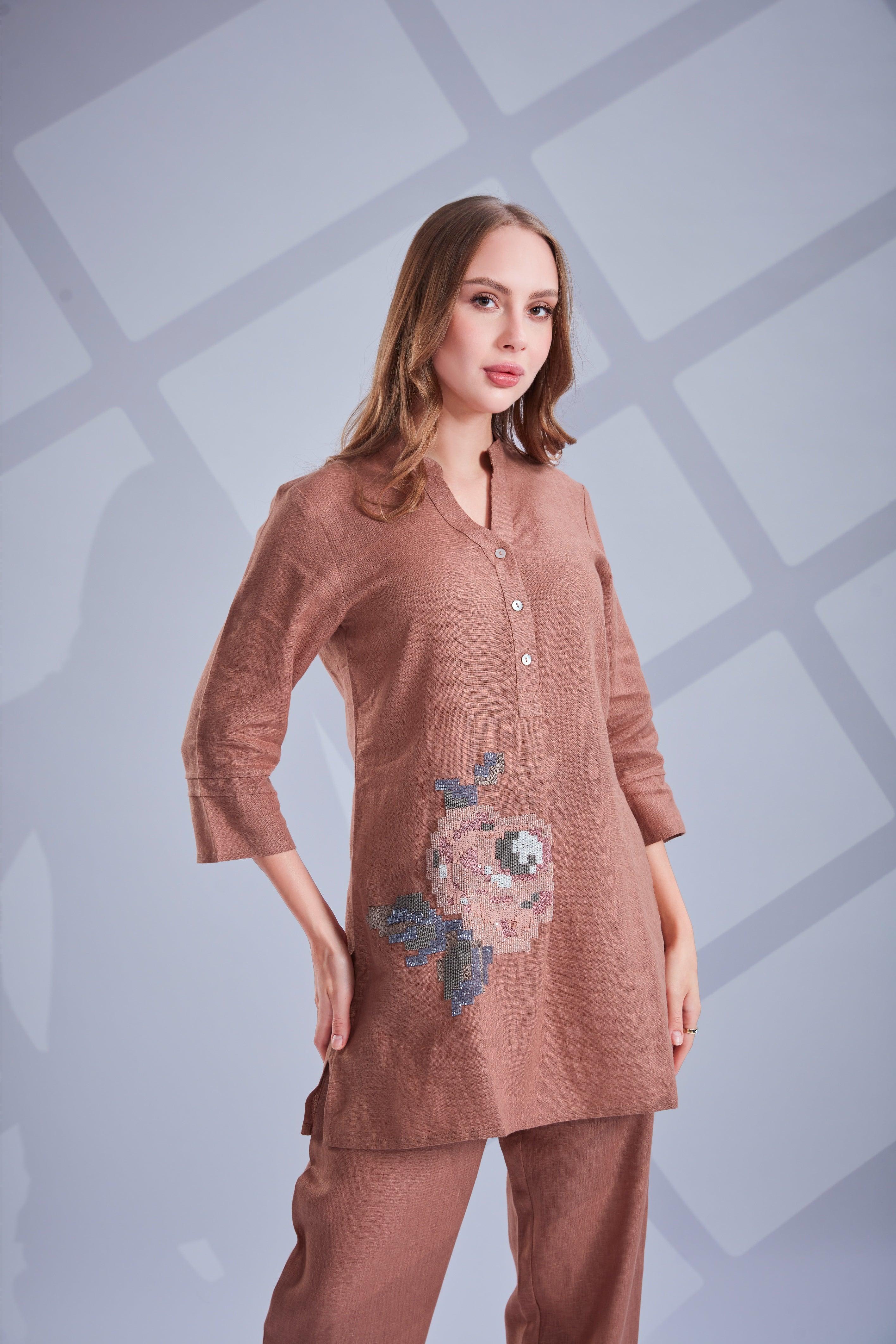 Mocha Linen Co-ord Set - Mokshaa