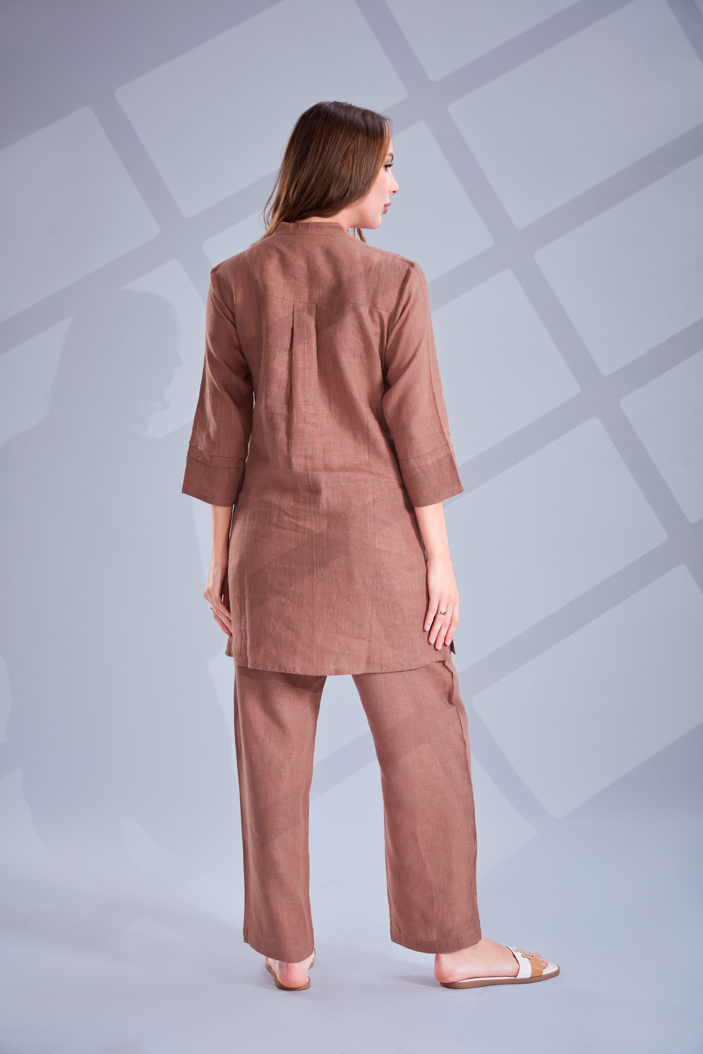 Mocha Linen Co-ord Set - Mokshaa
