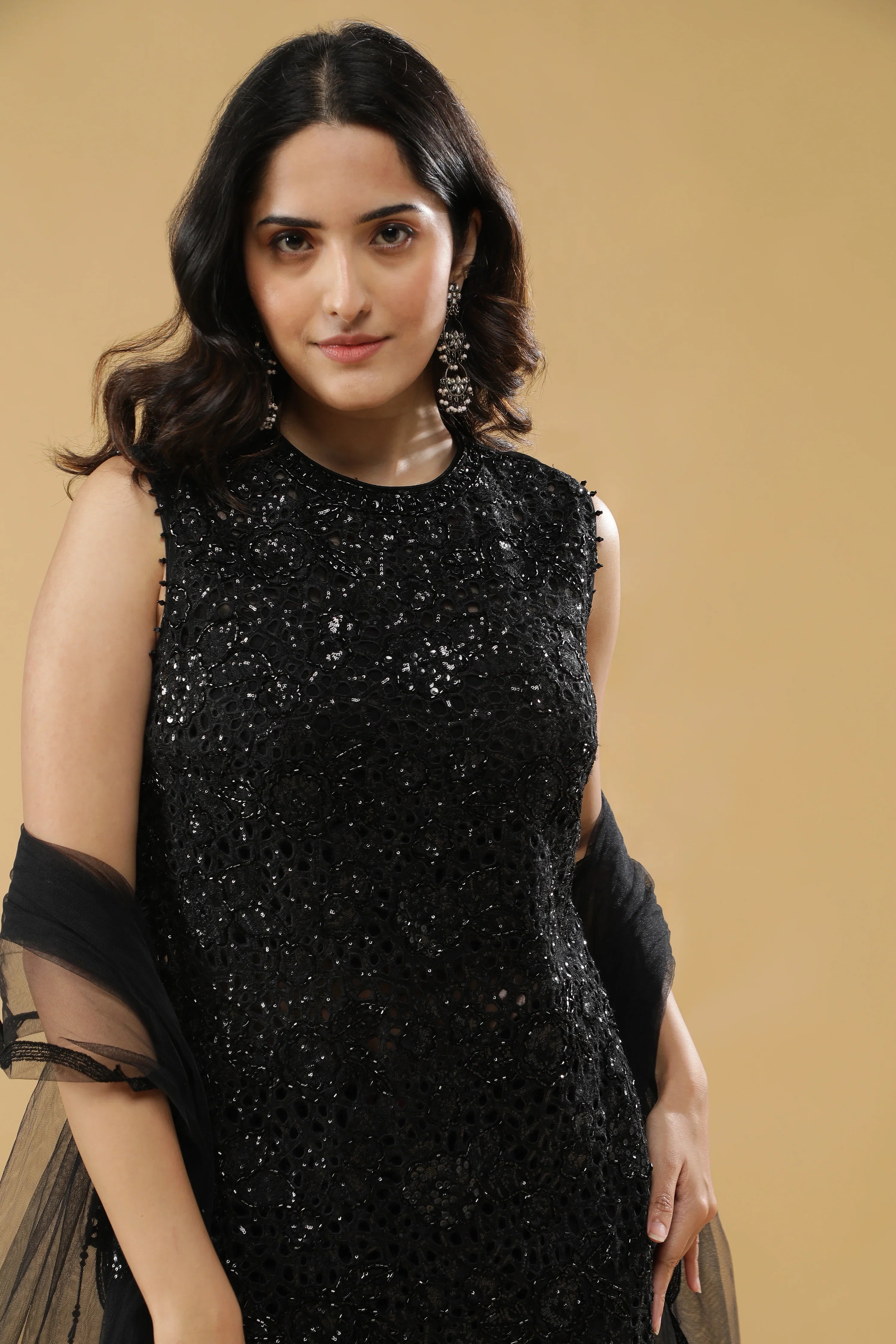 Black Georgette Palazzo Set - Mokshaa