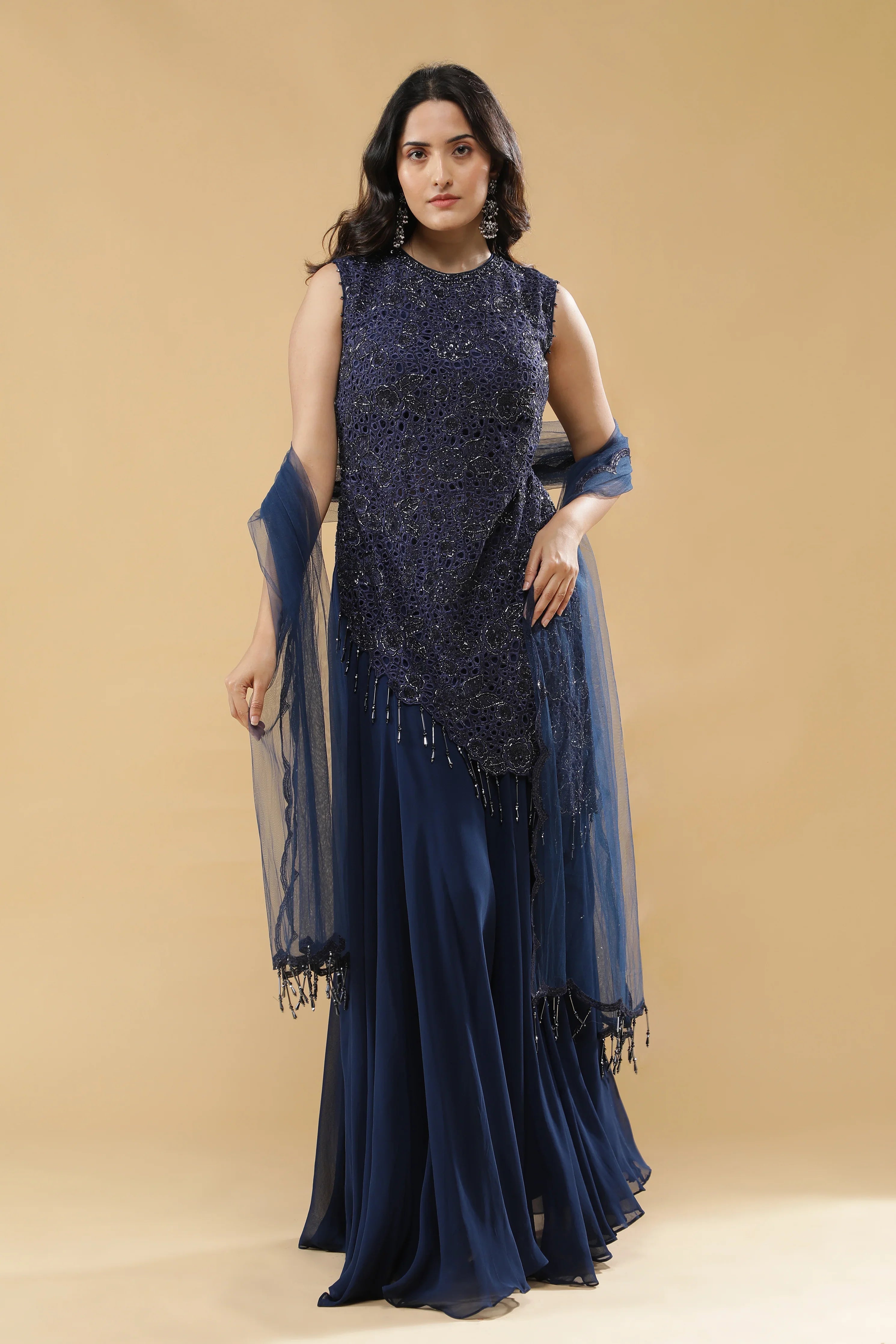 Blue Georgette Palazzo Set - Mokshaa