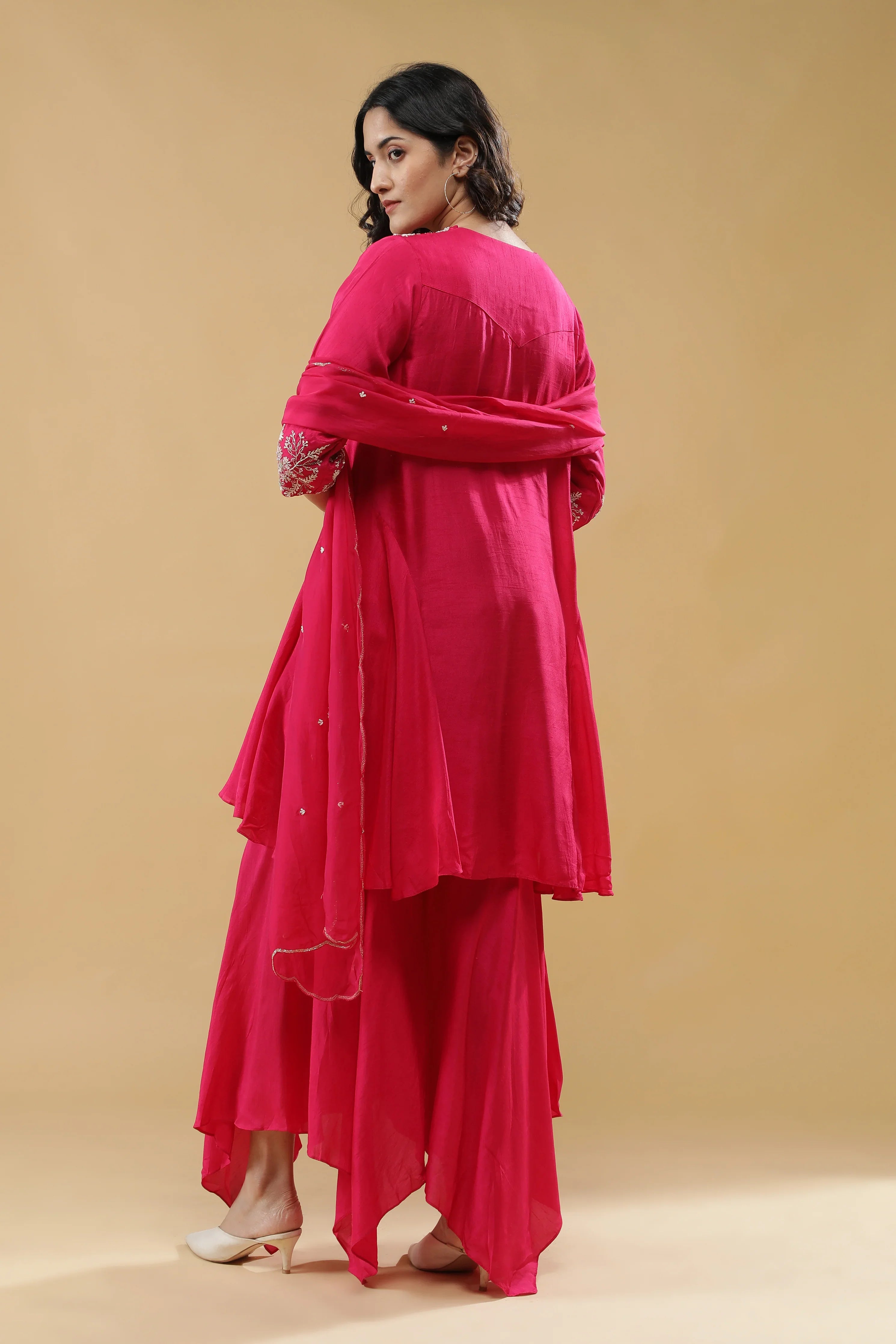 Pink Embroidered Kurta Set - Mokshaa