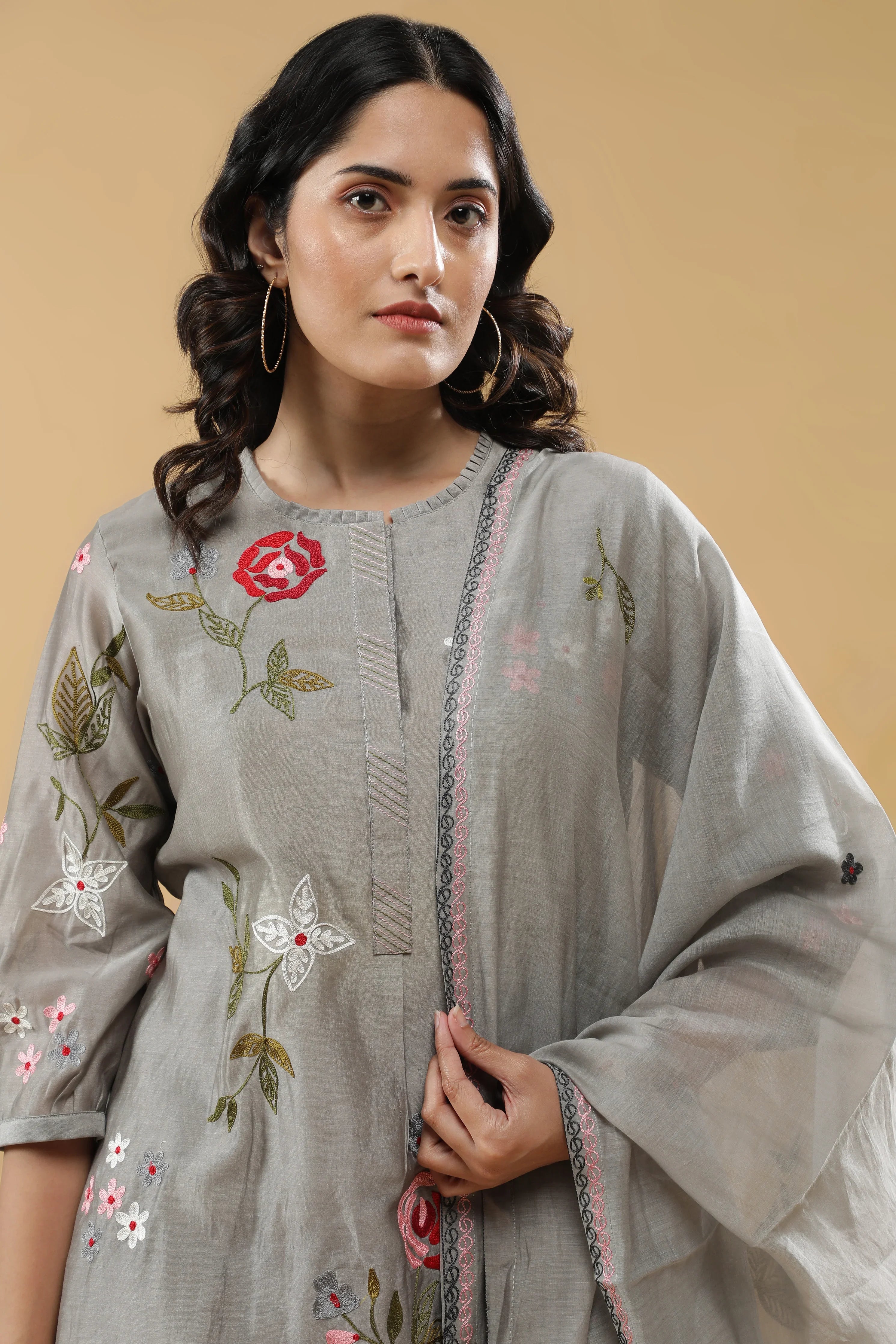 Subtle Grey Salwar Set - Mokshaa