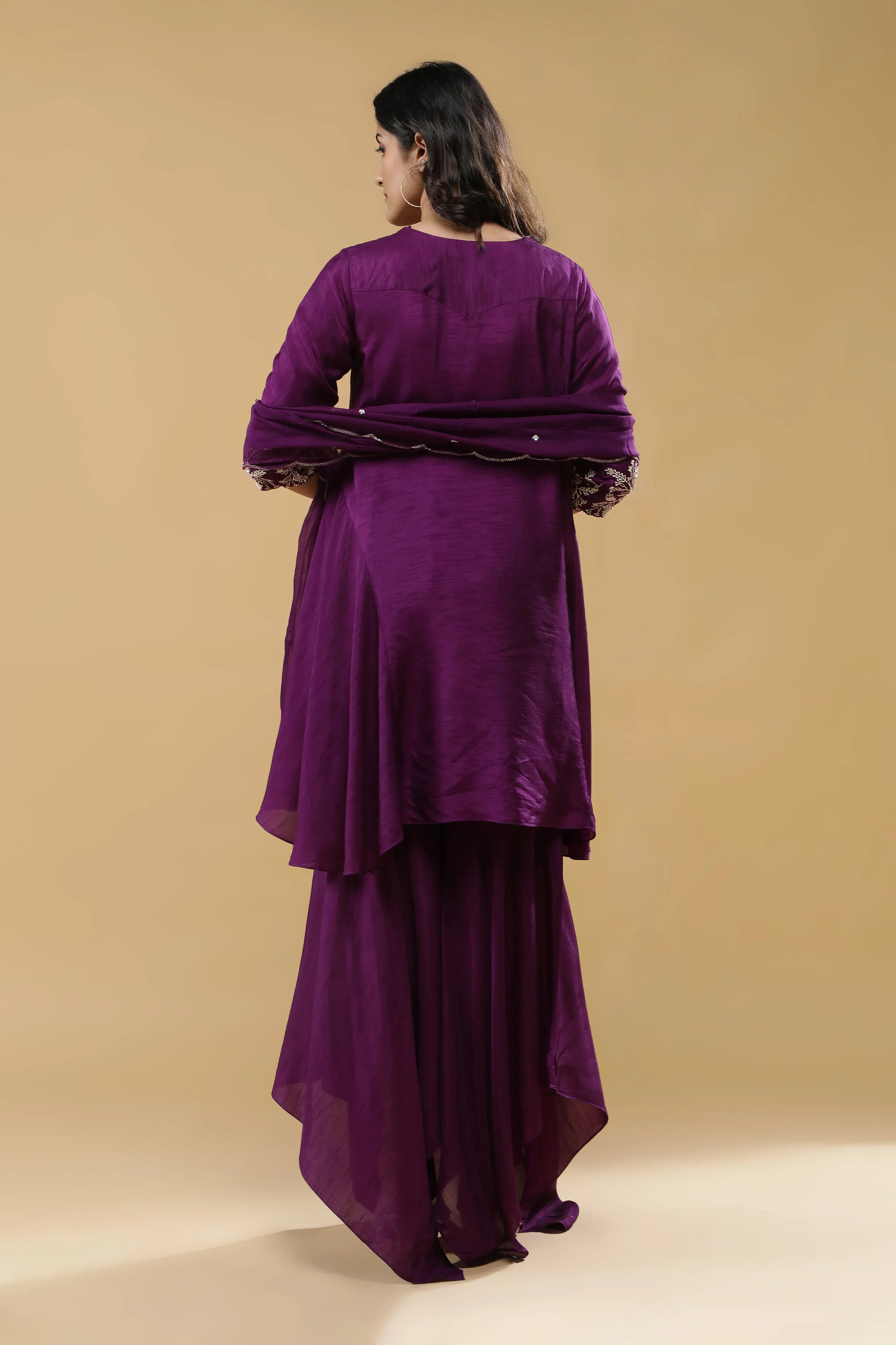 Purple Silk Indo-Western Set - Mokshaa