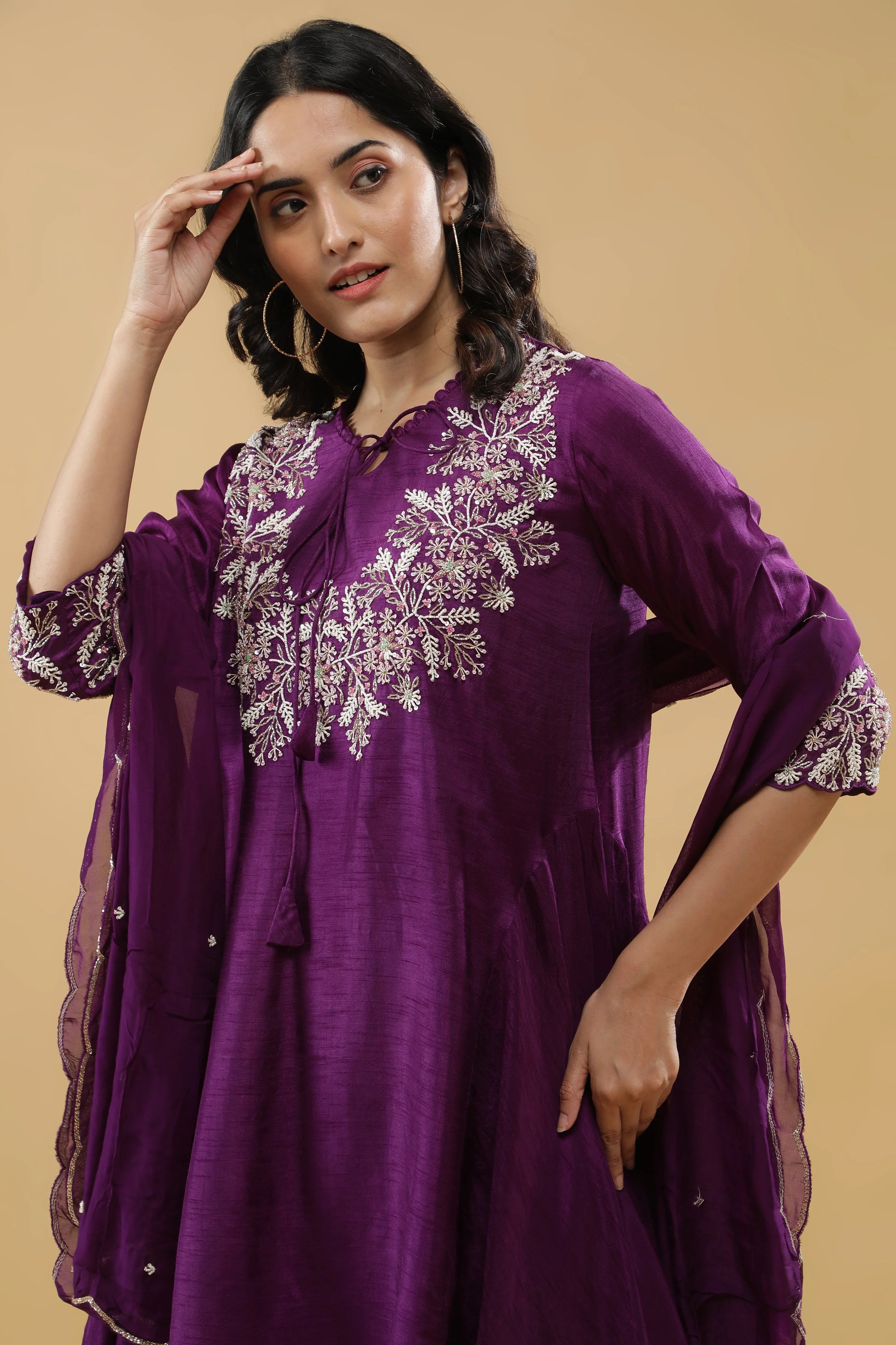 Purple Silk Indo-Western Set - Mokshaa