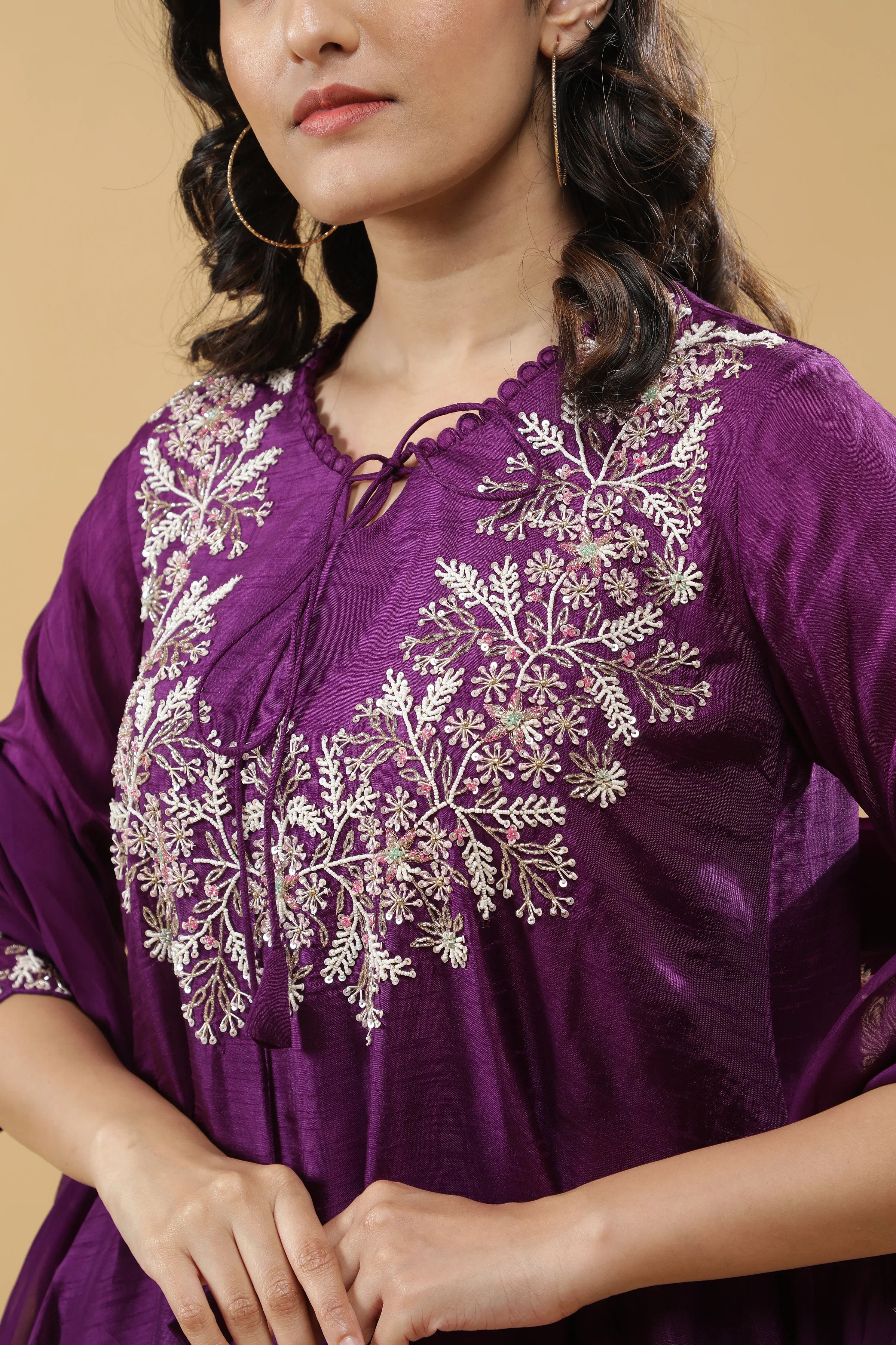 Purple Silk Indo-Western Set - Mokshaa