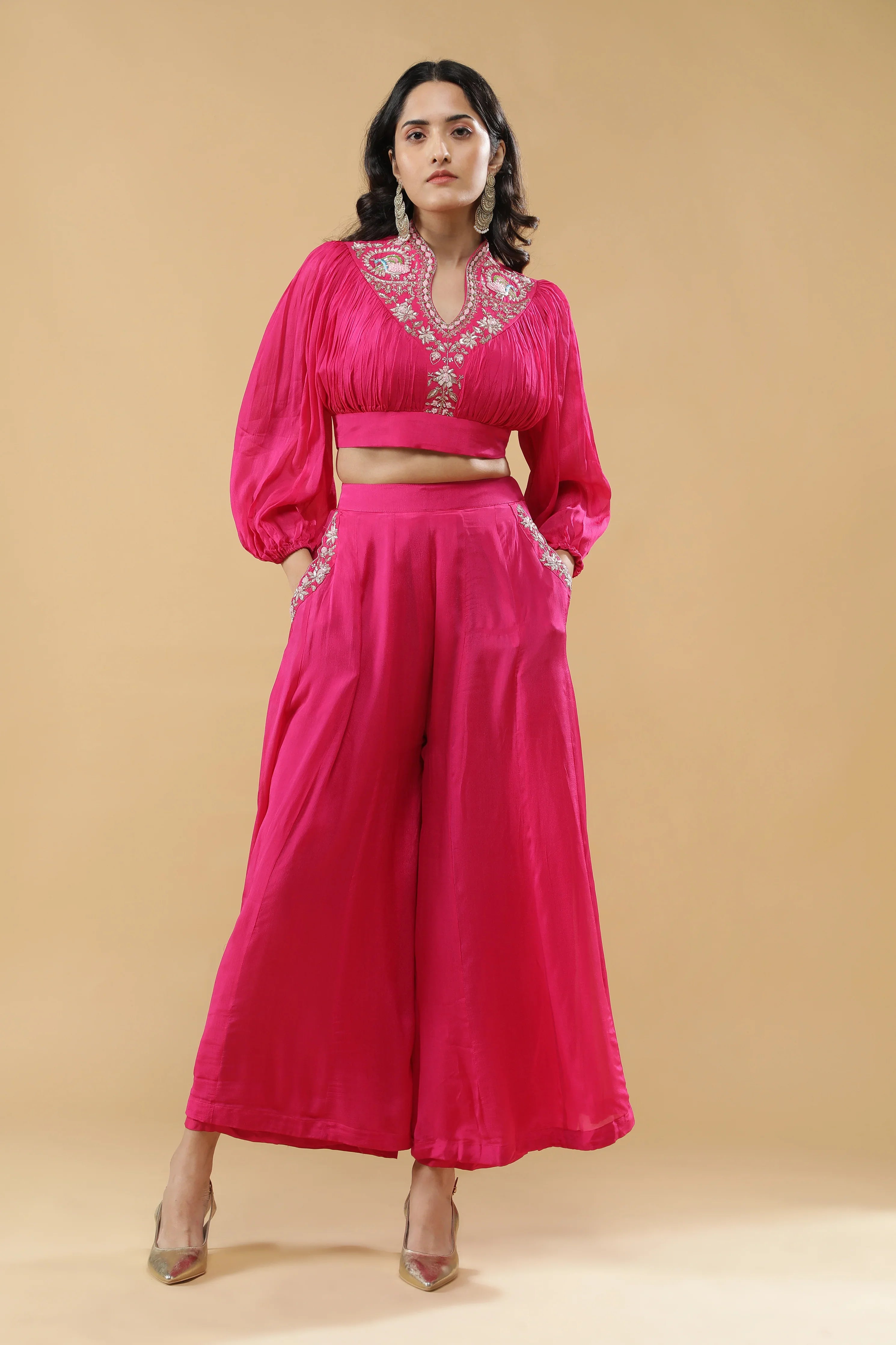 Pink Embroidered Co-ord Set - Mokshaa