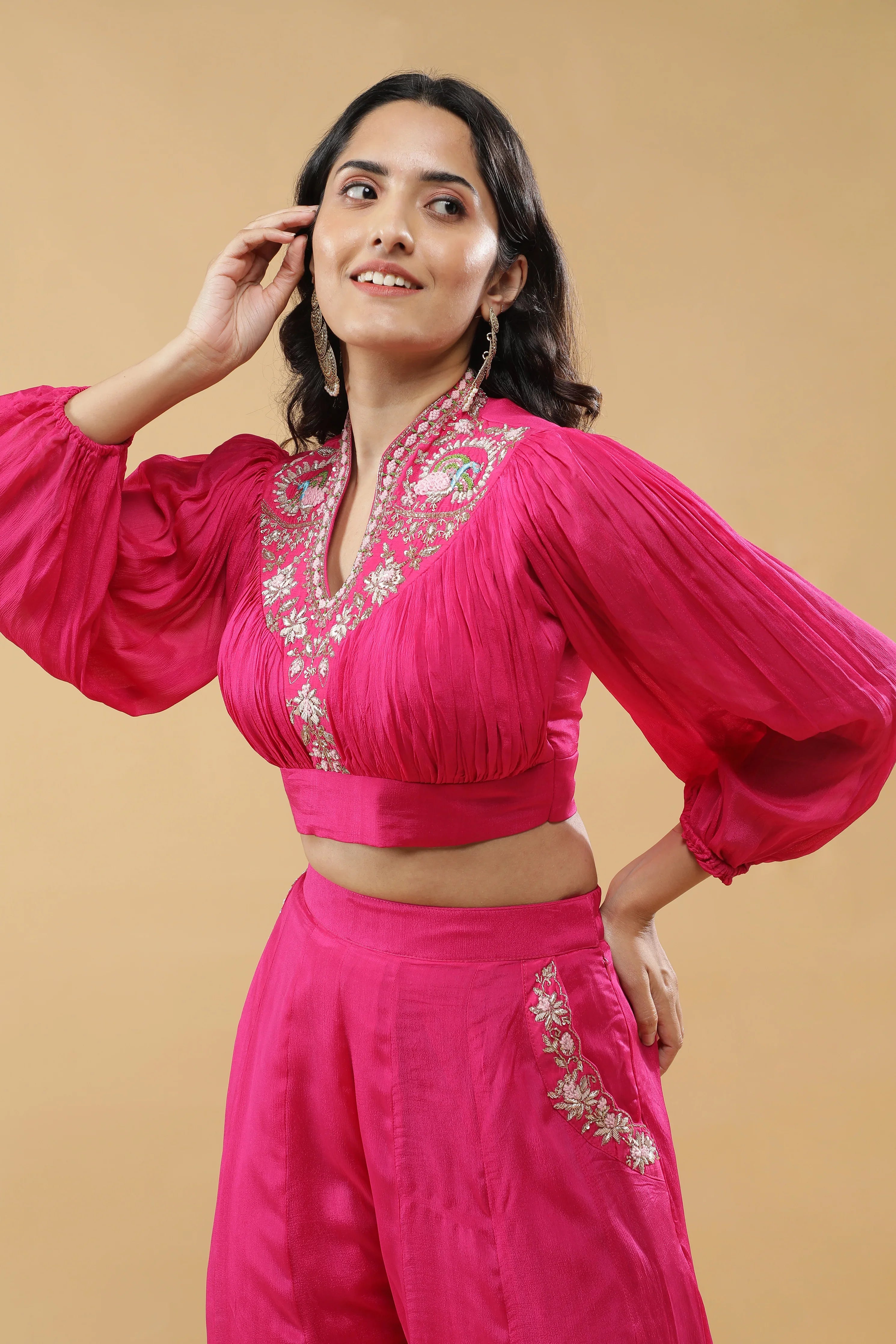 Pink Embroidered Co-ord Set - Mokshaa