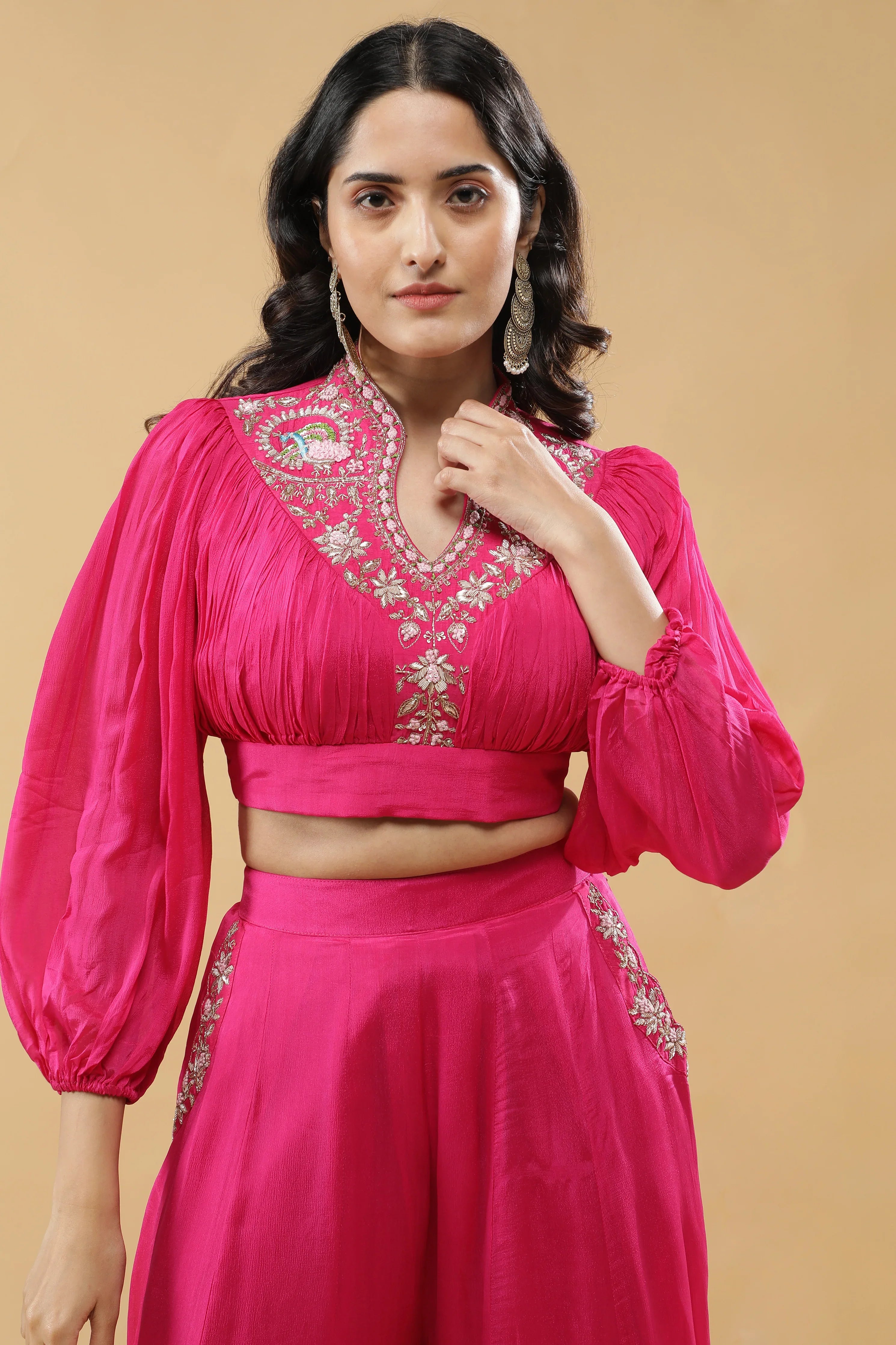 Pink Embroidered Co-ord Set - Mokshaa