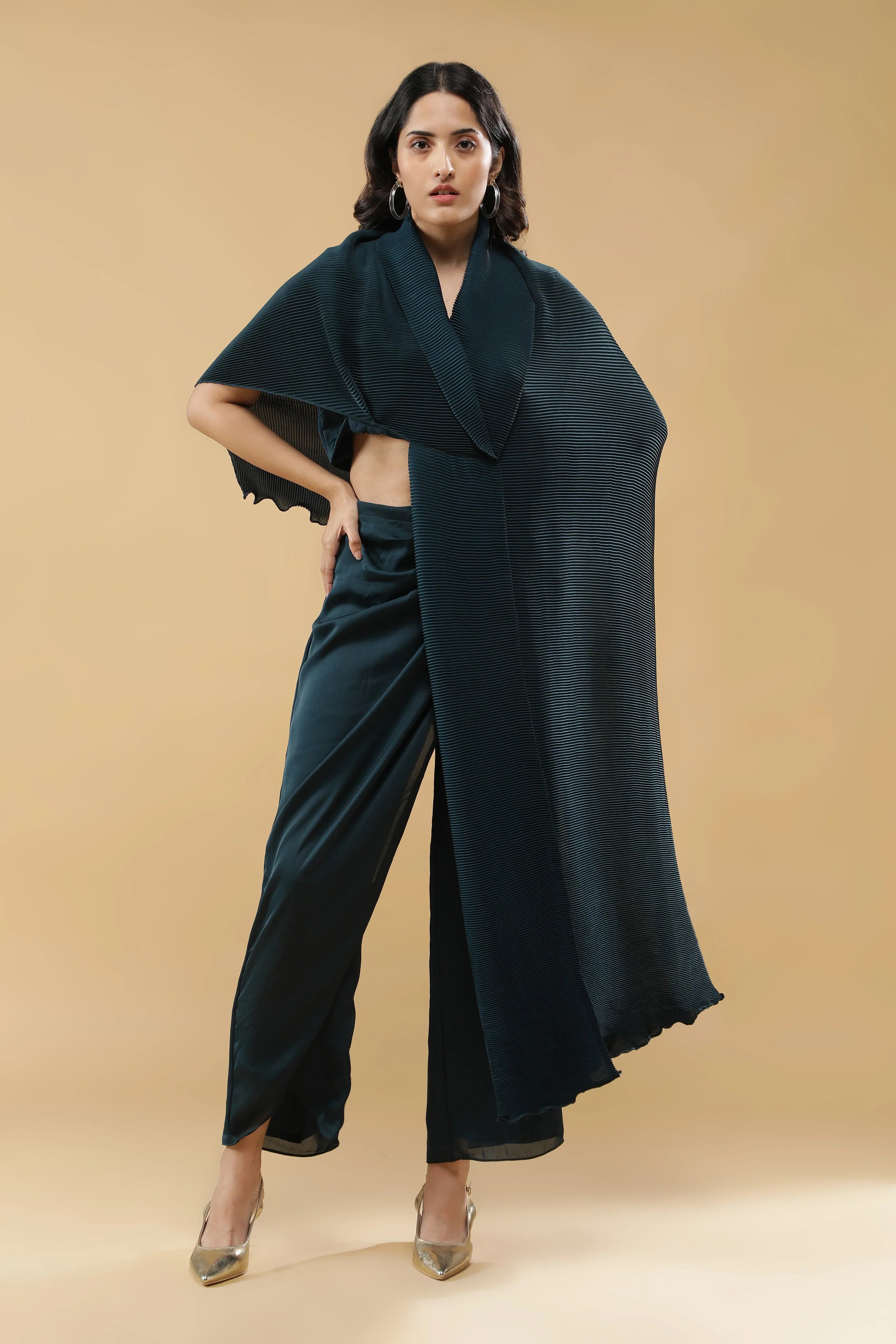Deep Teal Indo-Western Set - Mokshaa