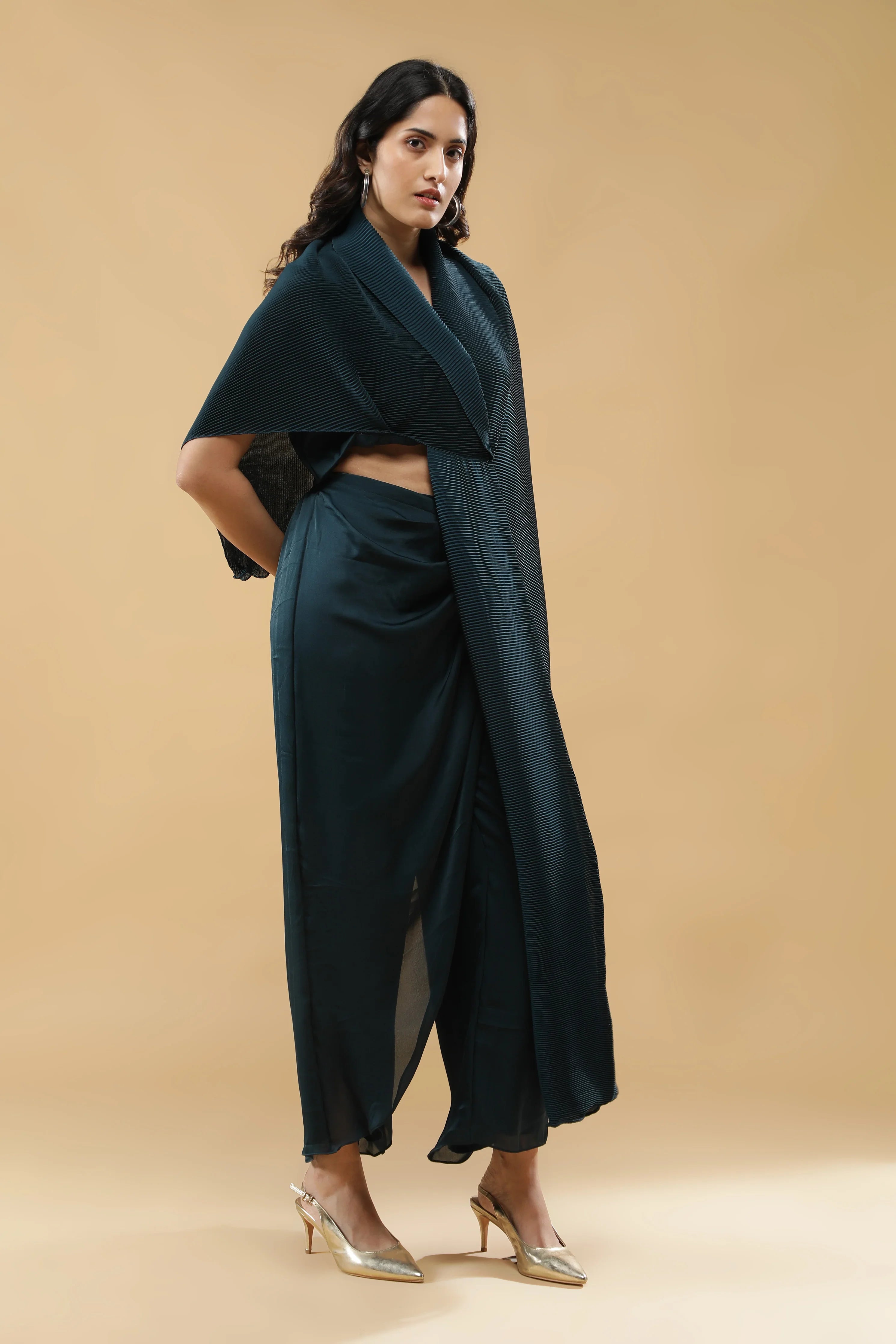 Deep Teal Indo-Western Set - Mokshaa