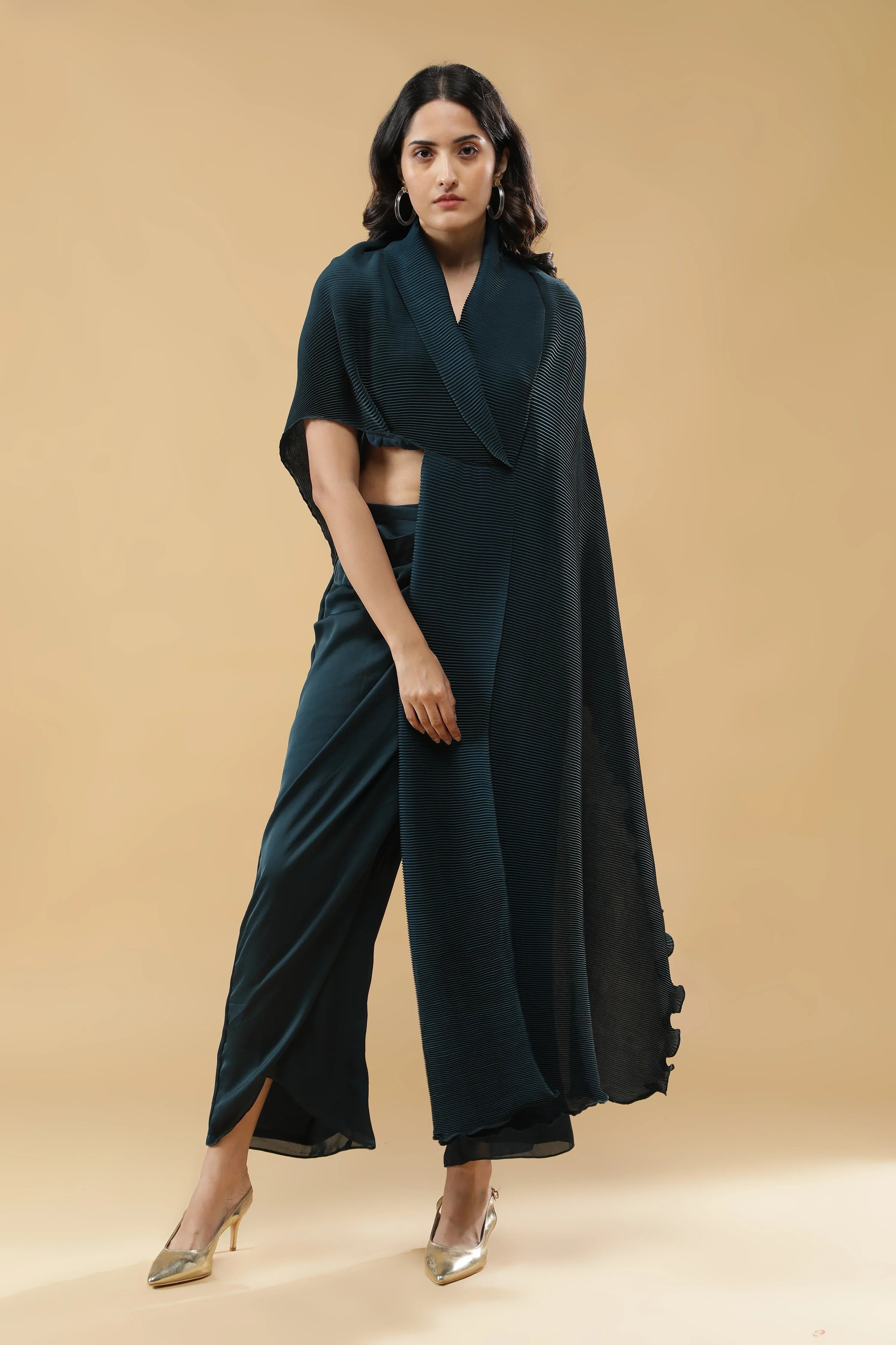 Deep Teal Indo-Western Set - Mokshaa