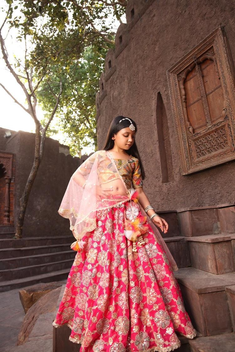 Yellow Embroidery Choli with Lehenga - Mokshaa