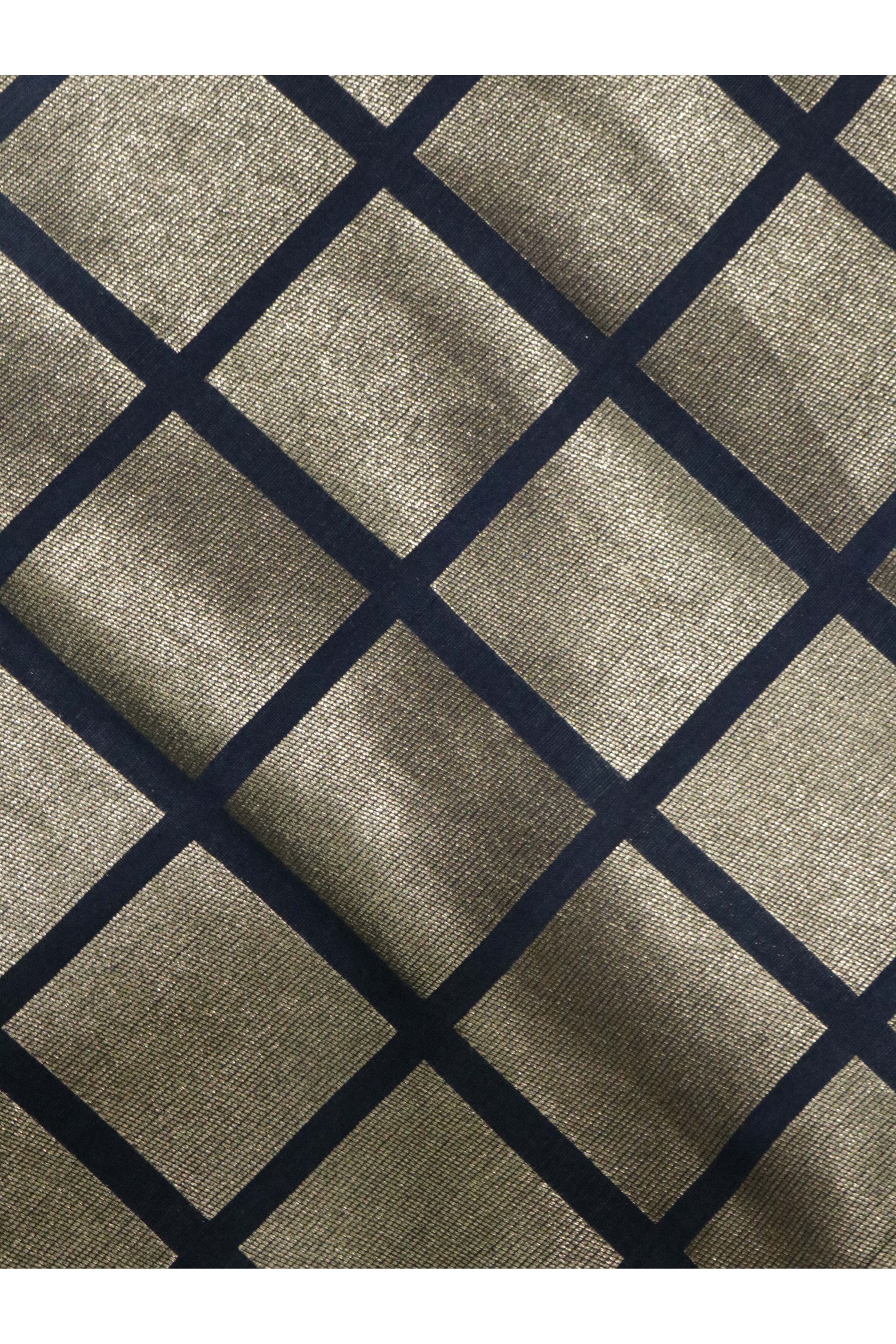 Ash Blue Handloom Silk Saree with Silver Zari Geometric Weaving - Mokshaa