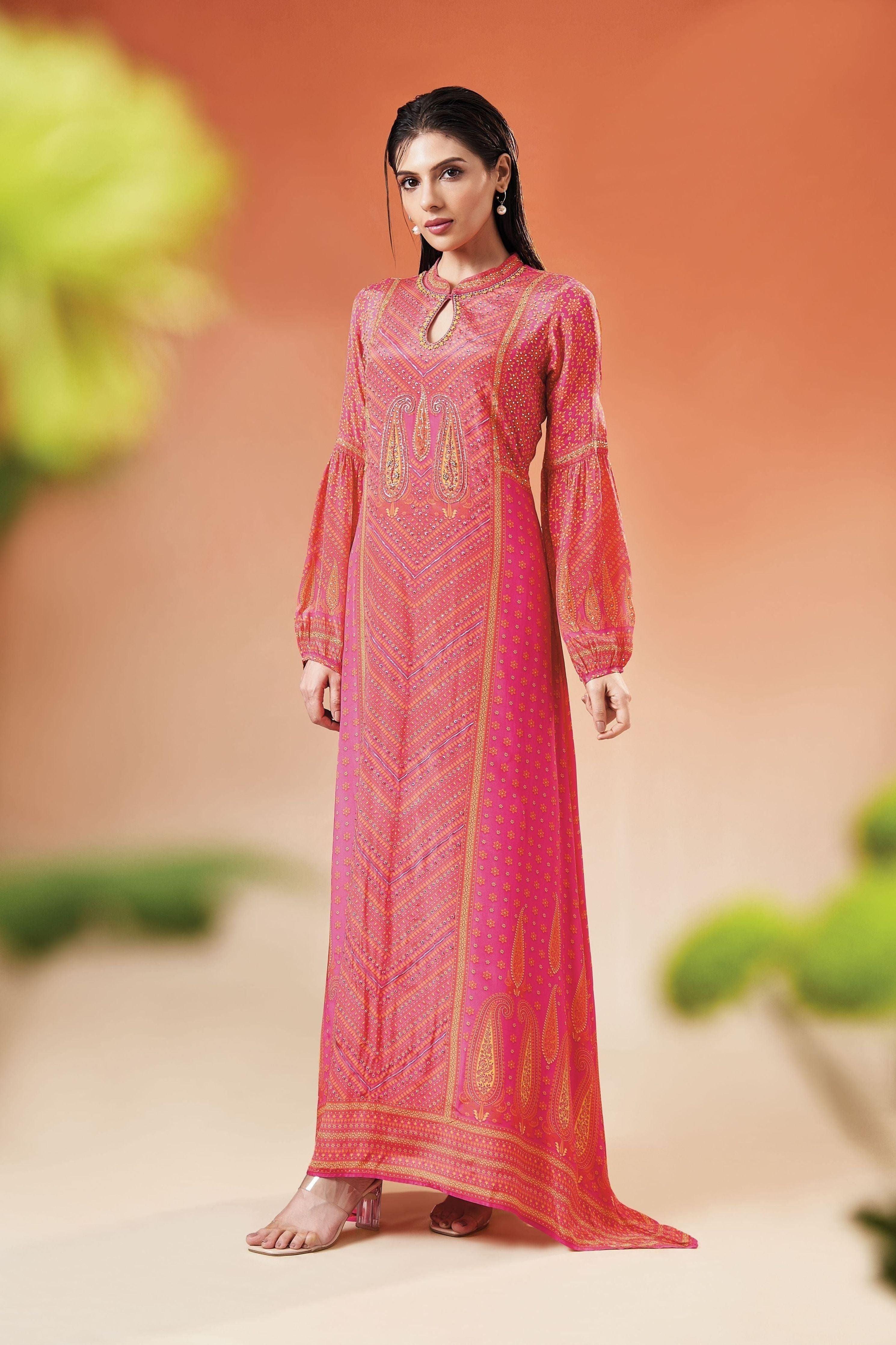 Sunset Paisley Gown - Mokshaa