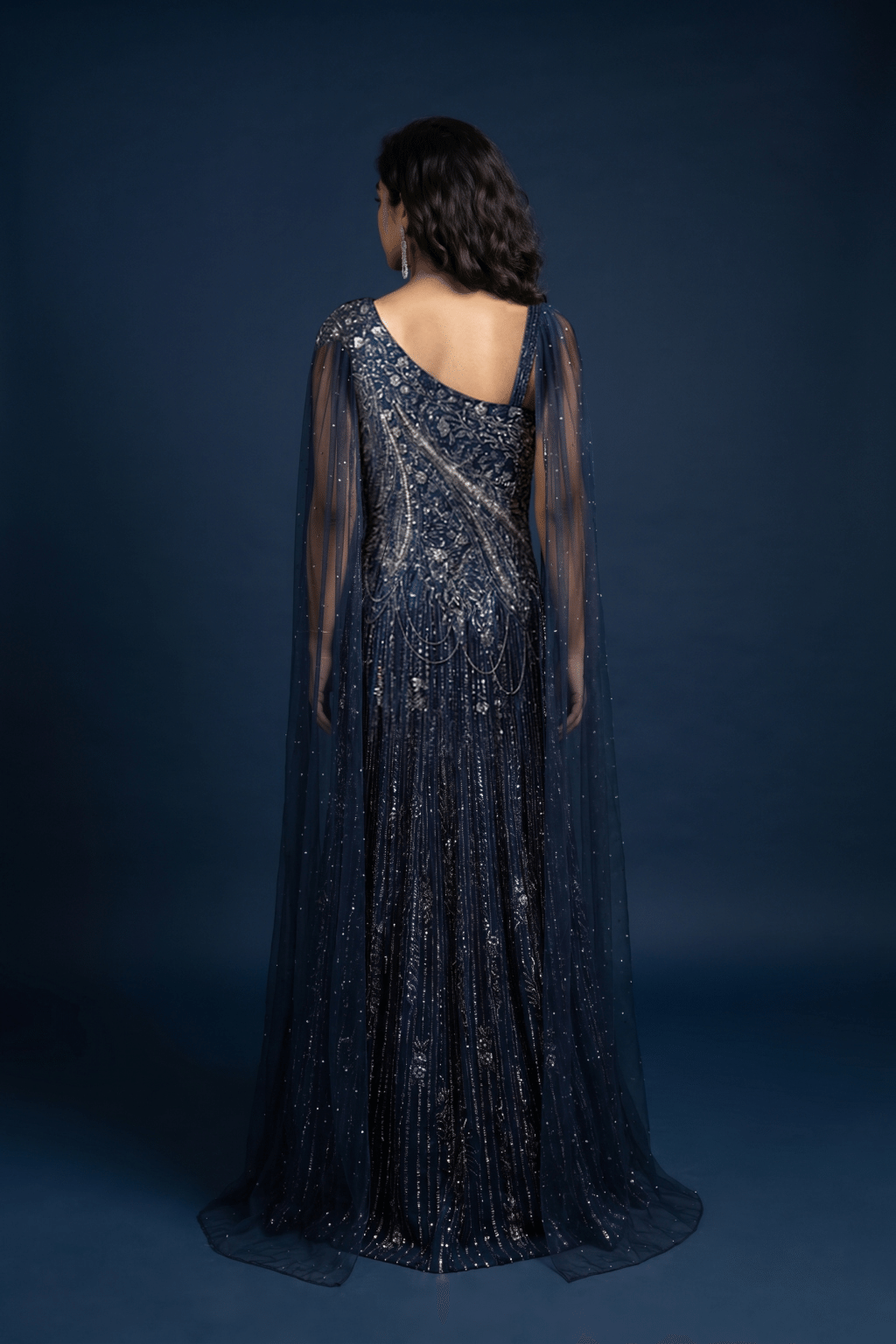 Navy Blue Embellished Gown