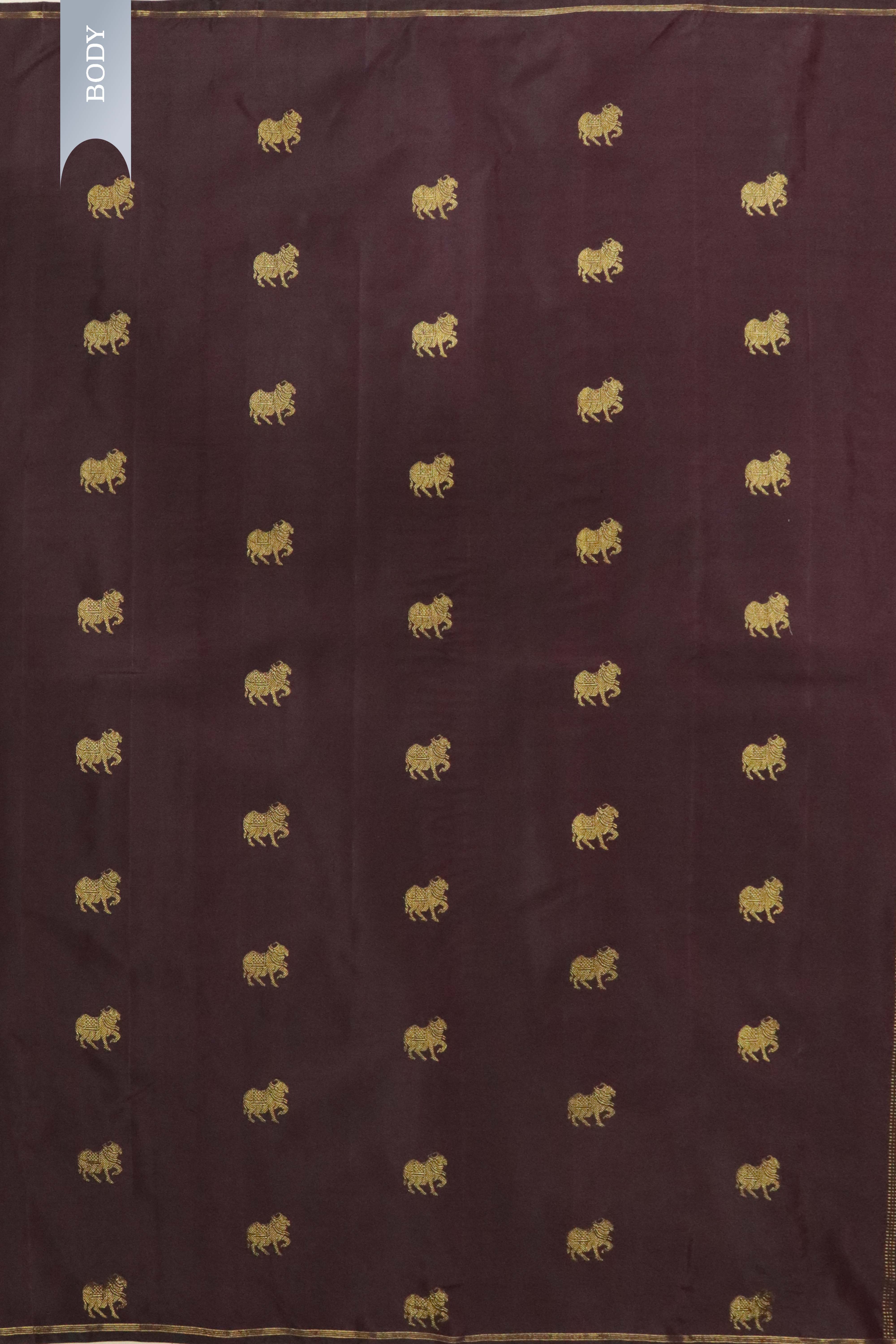 Dark Brown Kanchipuram Silk Saree