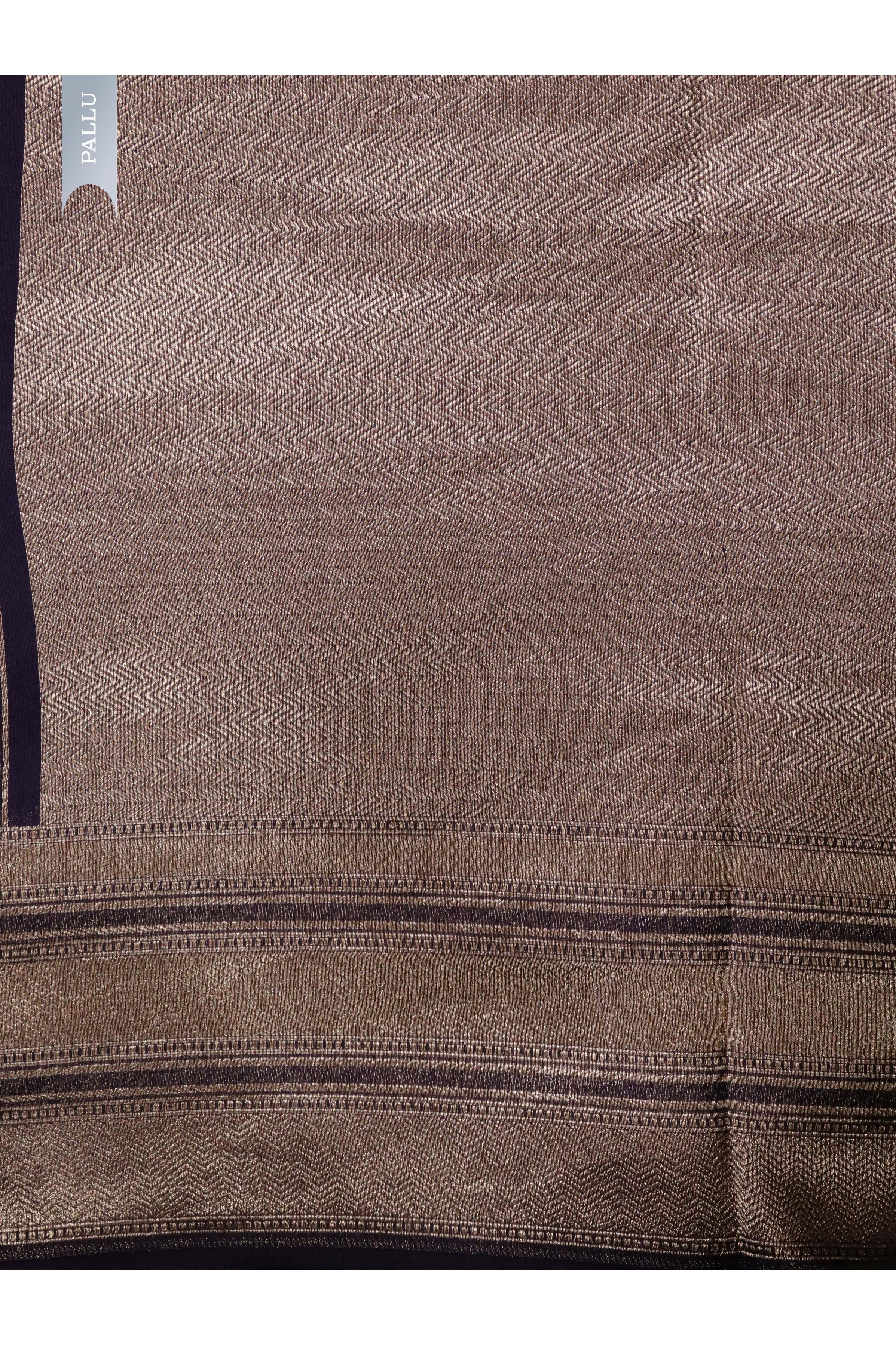 Violet Blue Banarasi Kora Silk Saree with Geometrical Zari Weaving - Mokshaa
