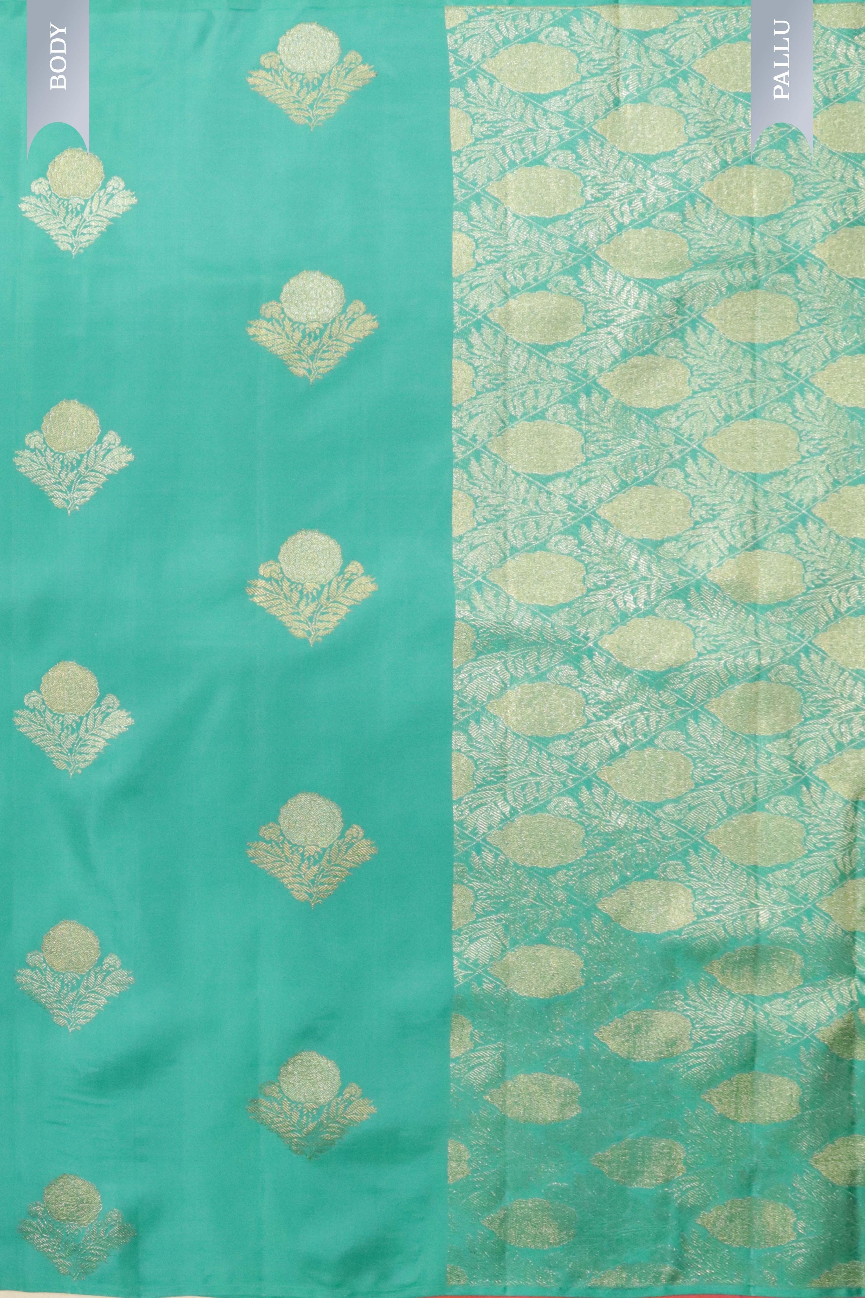 Rama Blue Kanchipuram Silk Saree with Gold & Silver Zari Motifs - Mokshaa