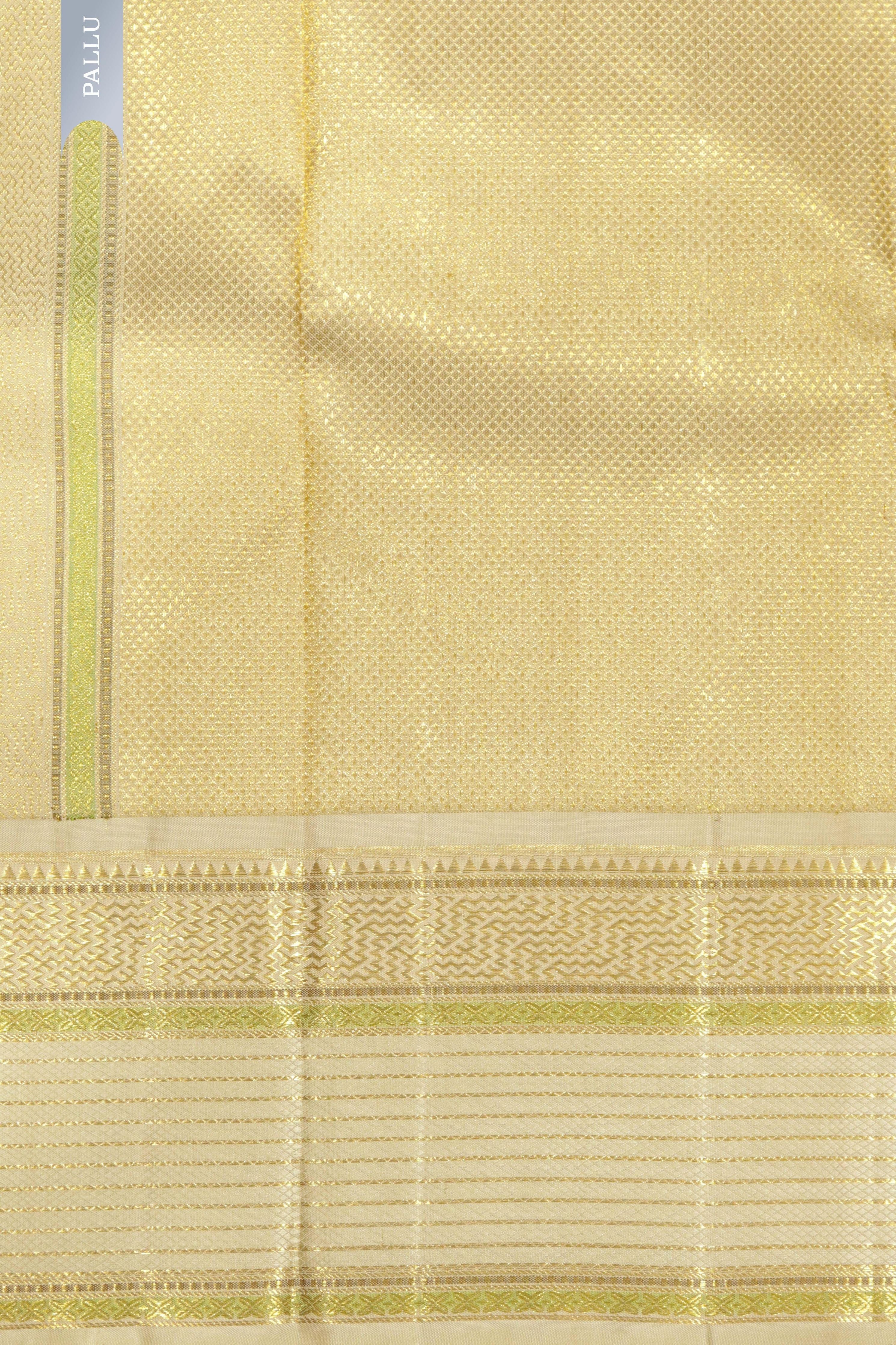 Maroon Kanchipuram Silk Saree with Zari Stripes, Motifs & Contrast Zari Border - Mokshaa