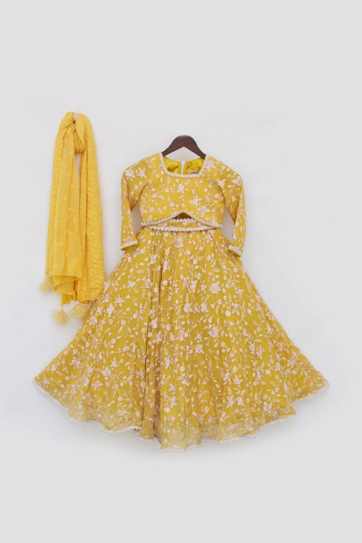 Yellow Parsi work Lehenga Choli - Mokshaa