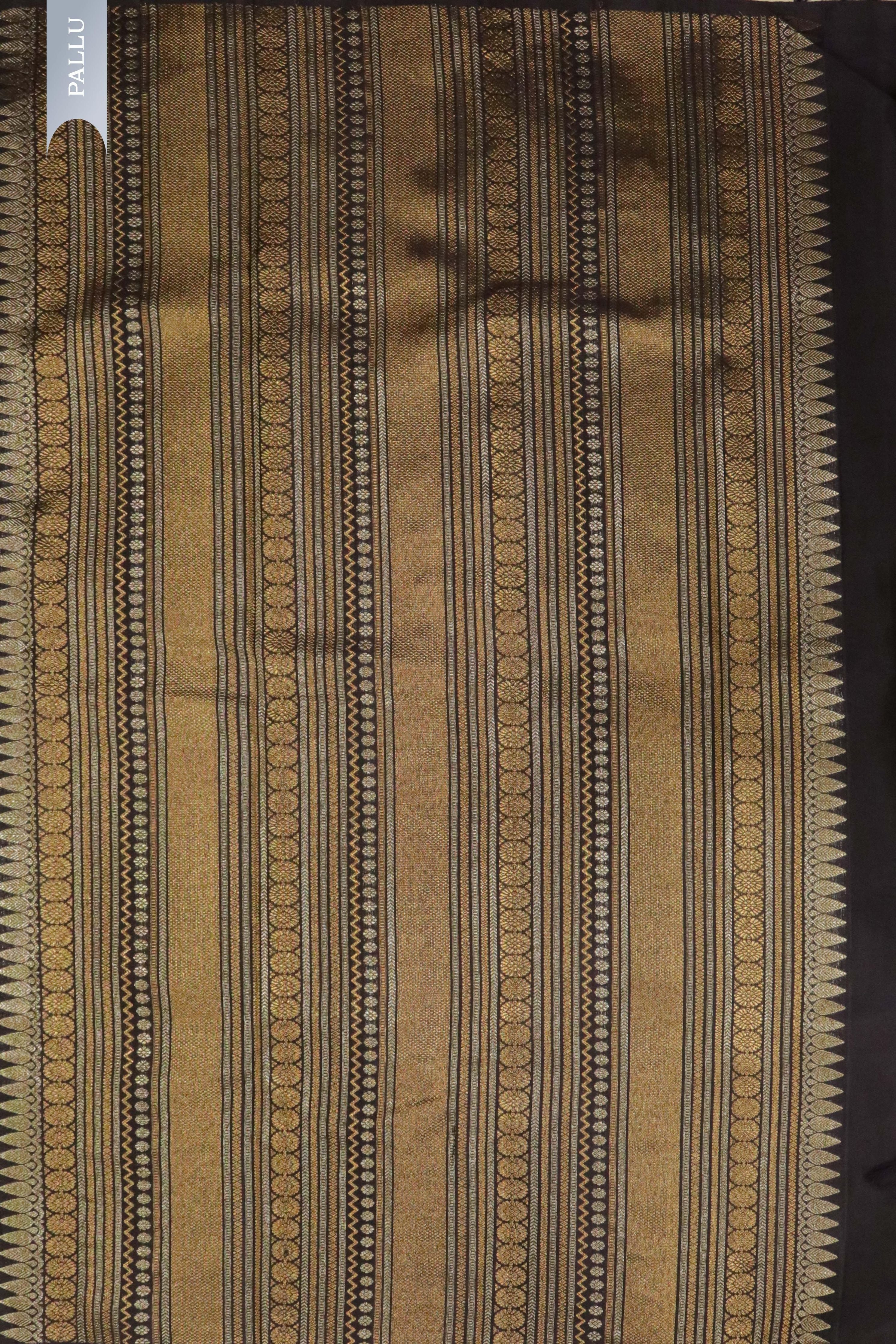 Brownish Purple Kanchipuram Silk Saree with Gold & Silver Cow Motifs and Fancy Border - Mokshaa