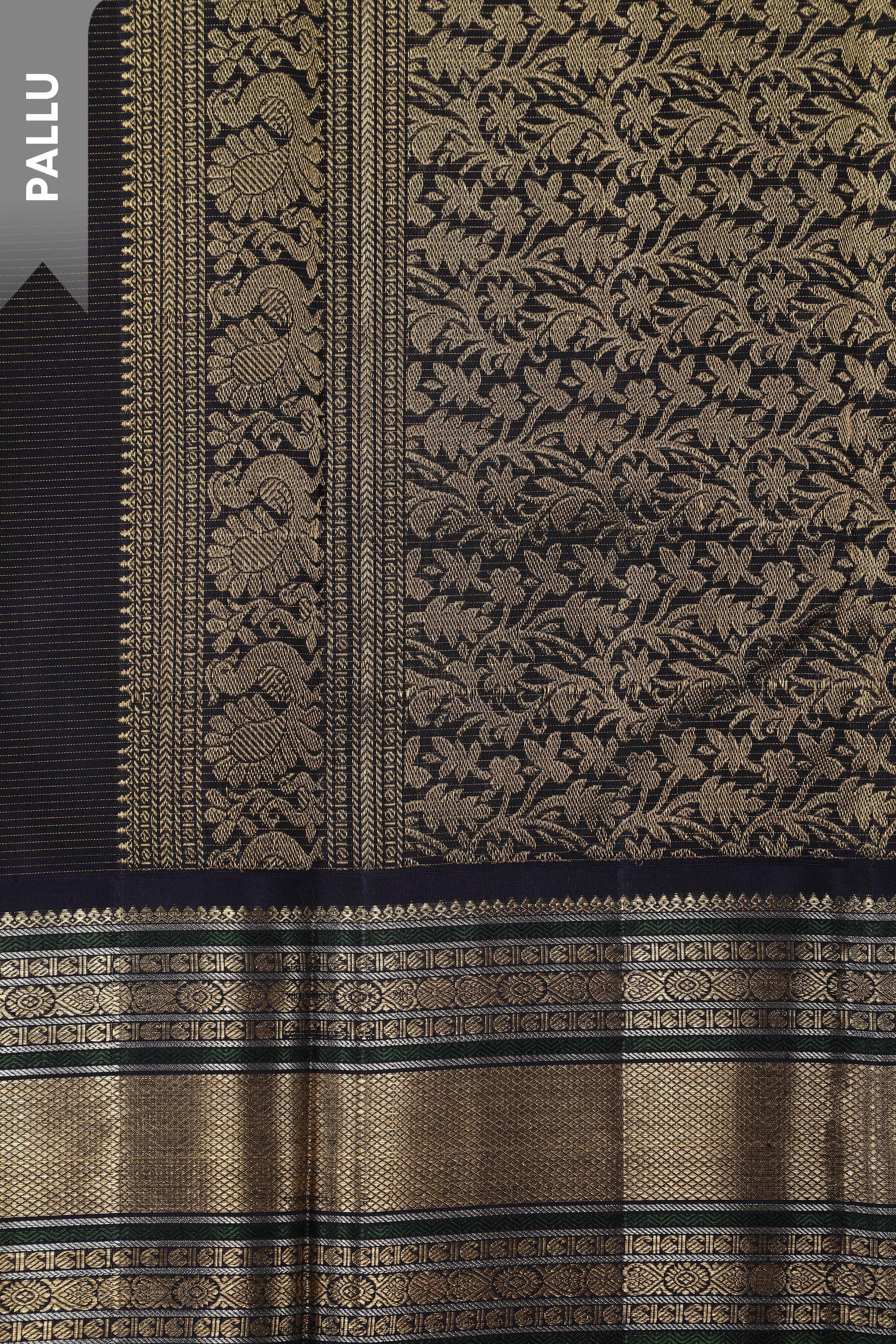 Light Pink Kanchipuram Silk Saree with Zari Motifs and Traditional Border - Mokshaa
