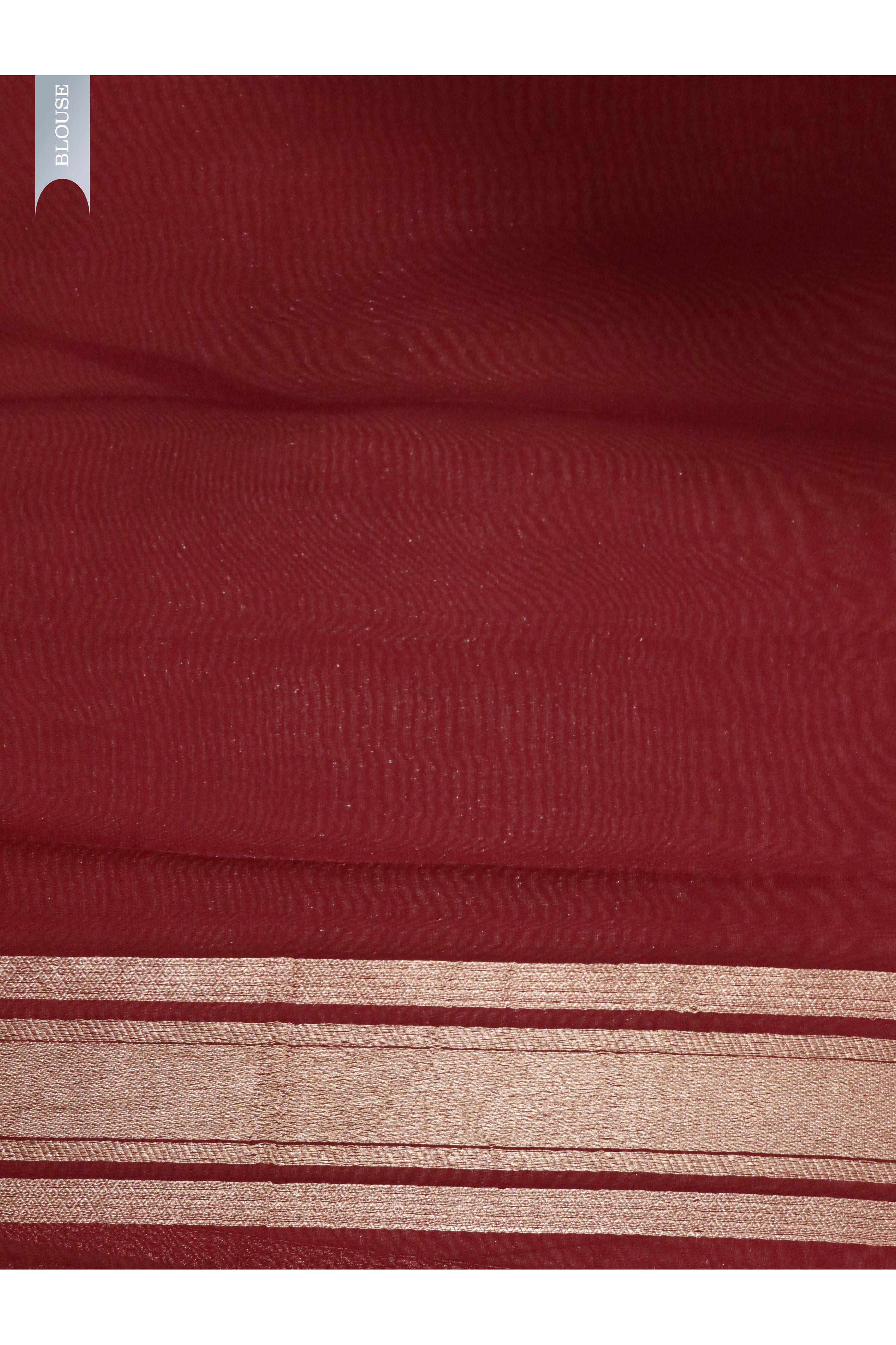 Magenta Pink Banarasi Tissue Silk Saree with Zari Weaving - Mokshaa
