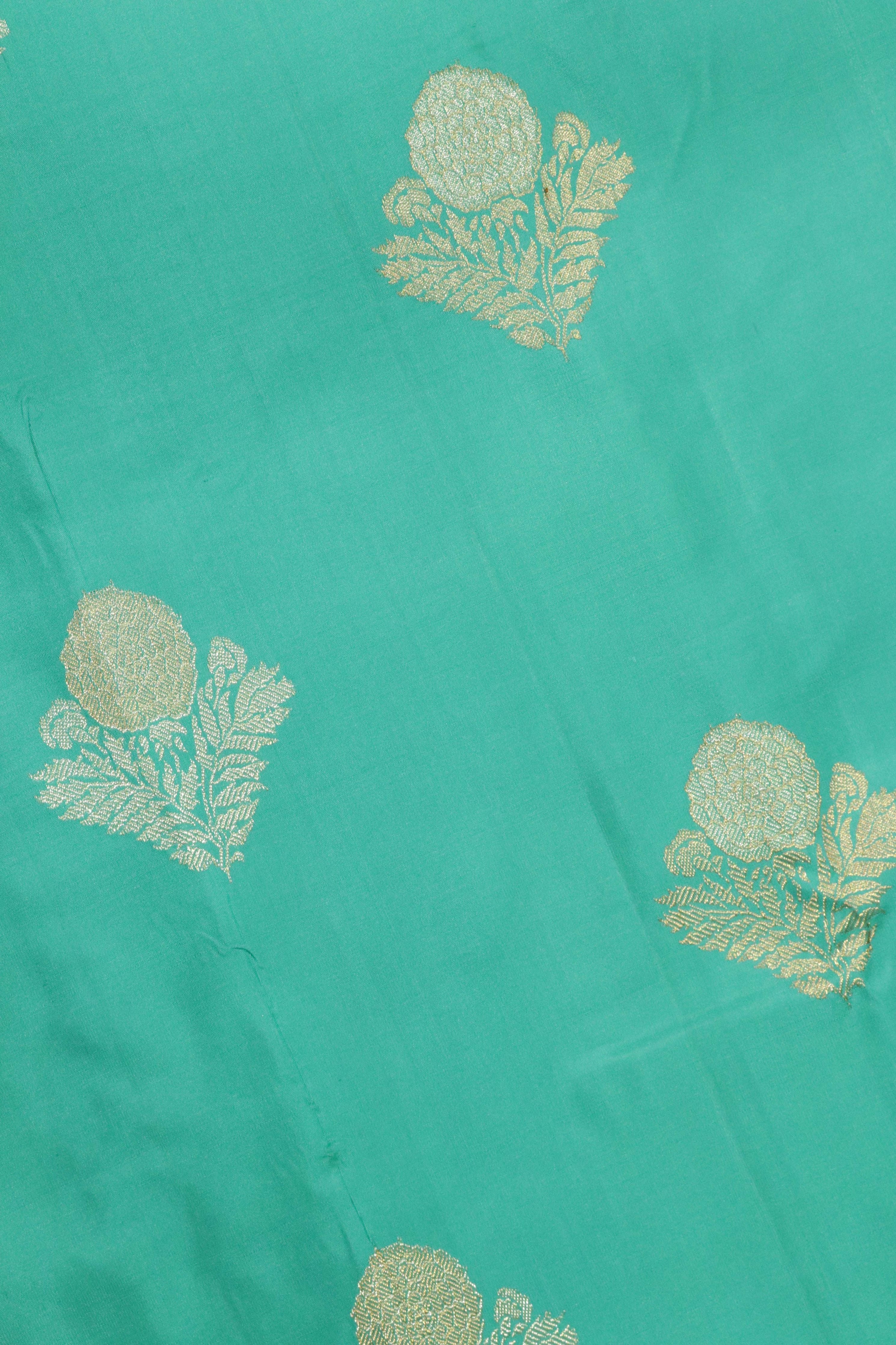 Rama Blue Kanchipuram Silk Saree with Gold & Silver Zari Motifs - Mokshaa