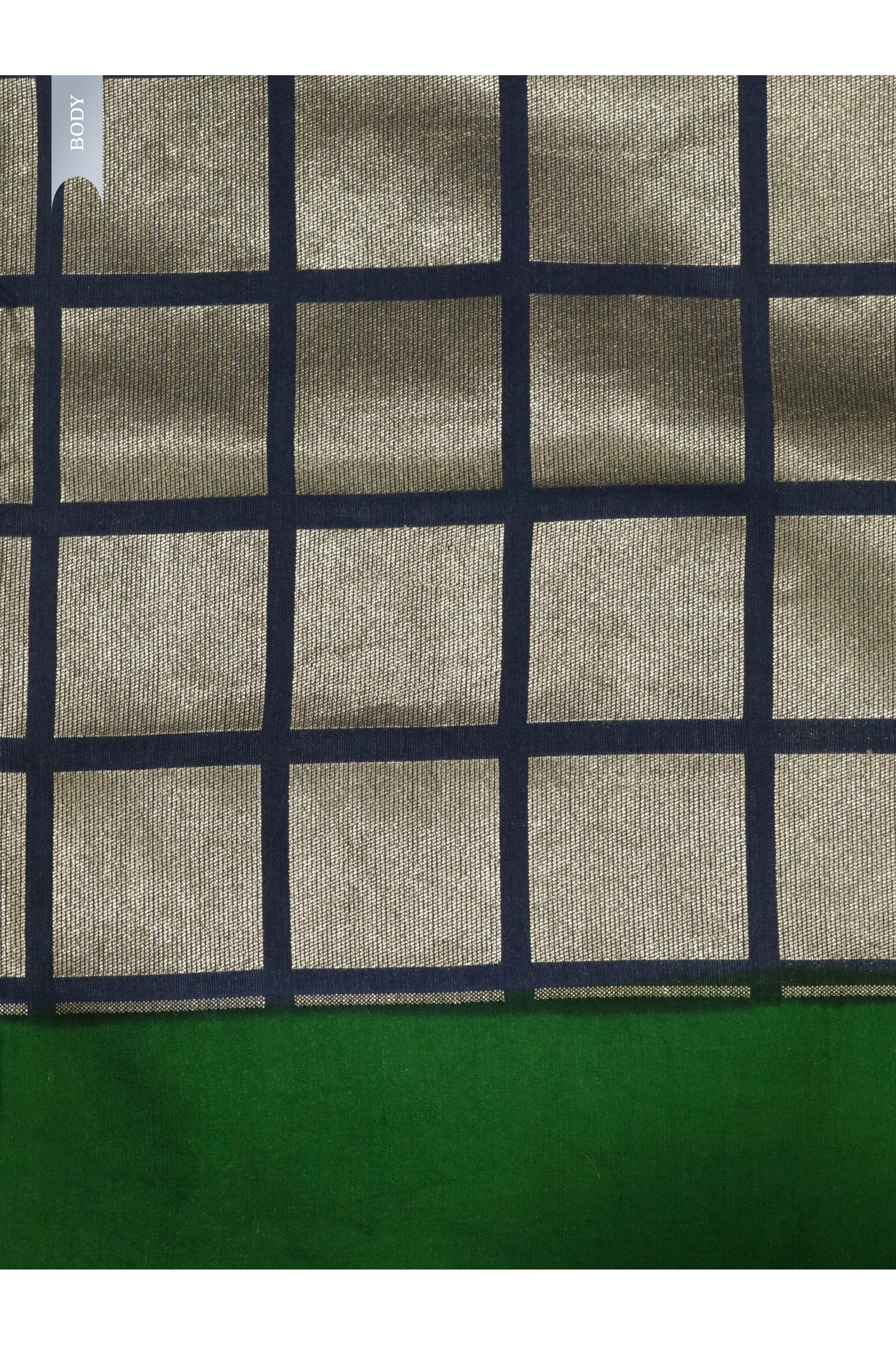 Ash Blue Handloom Silk Saree with Silver Zari Geometric Weaving - Mokshaa