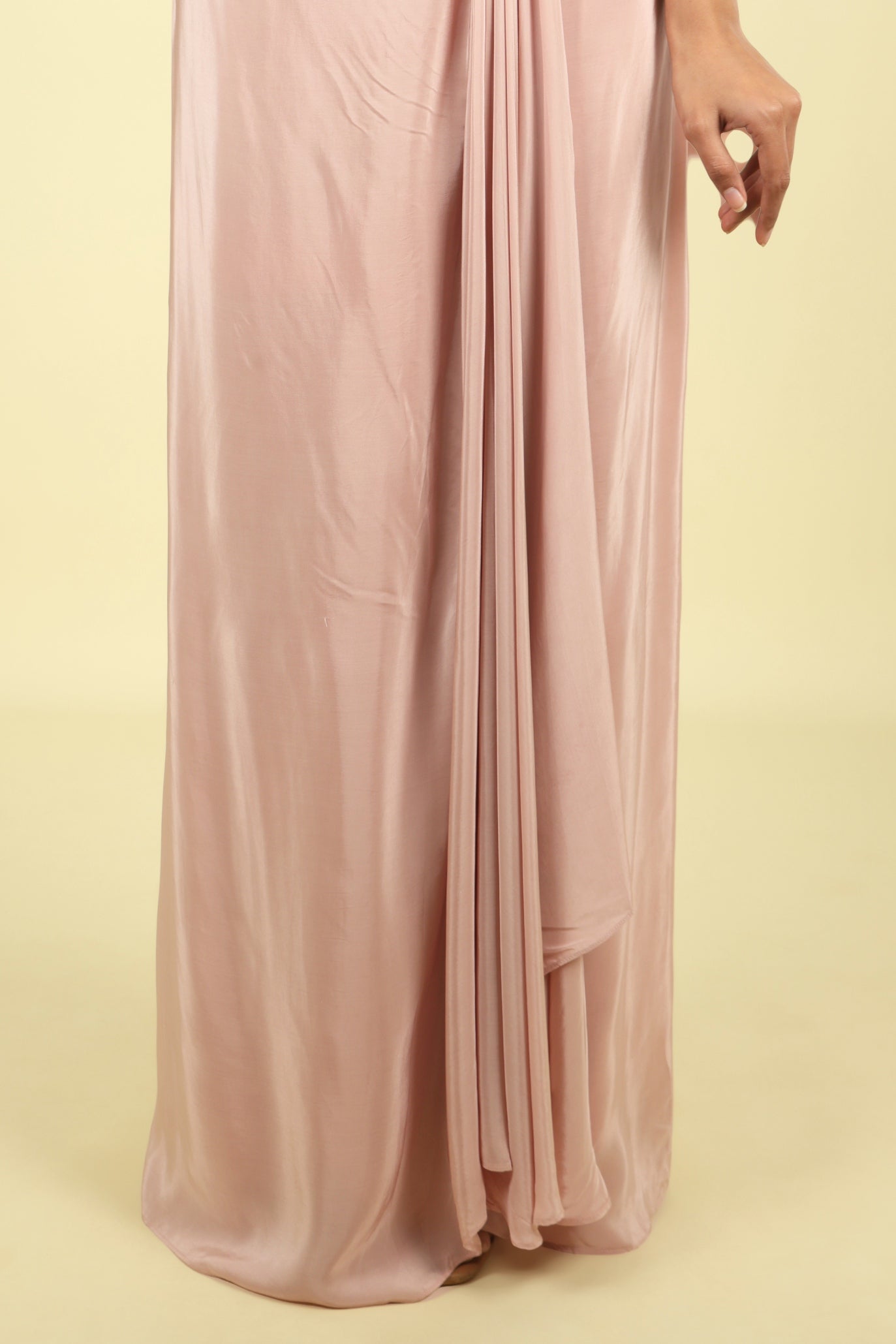 Blush Pink Halter Neck Embellished Drape Skirt Set - Mokshaa