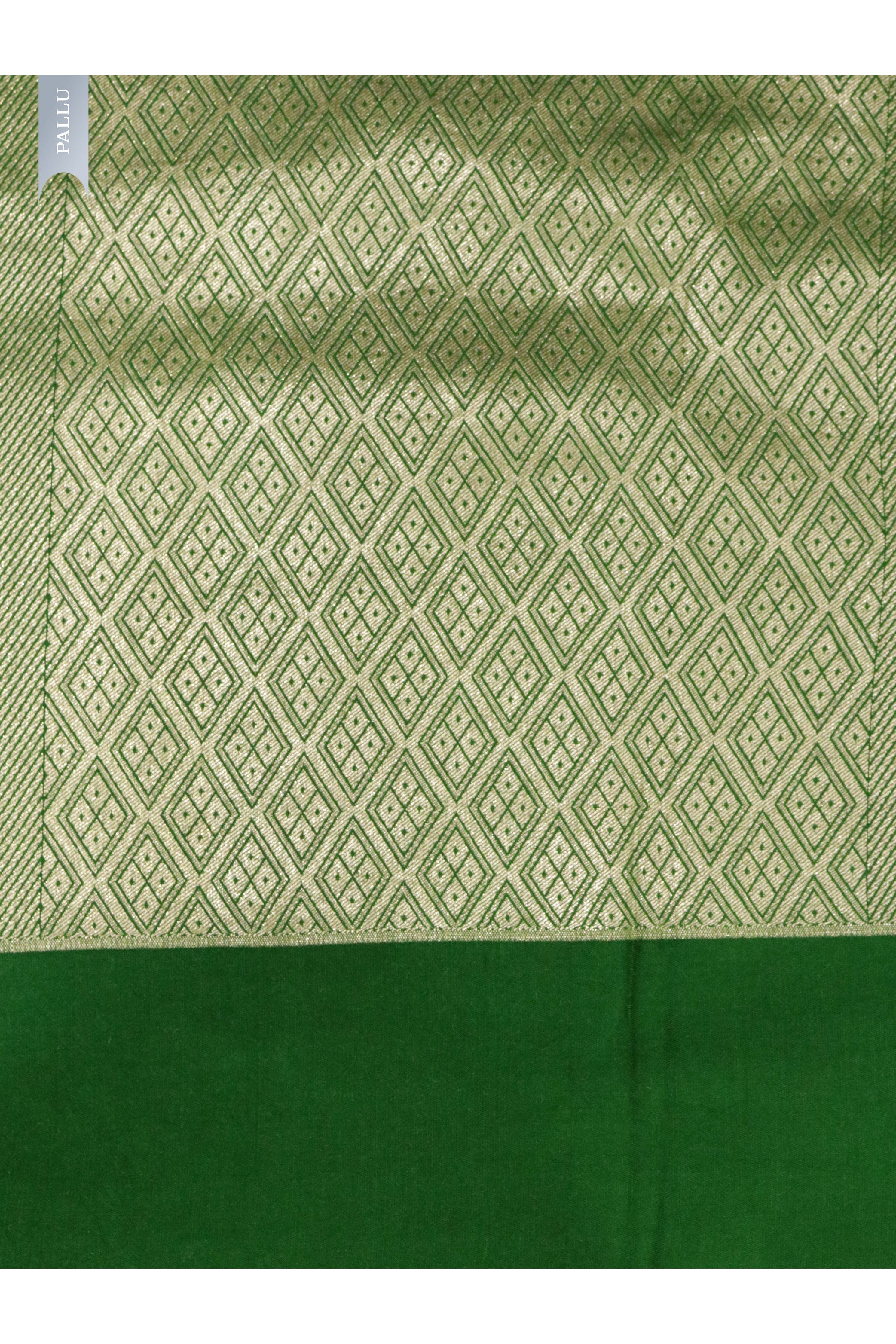 Ash Blue Handloom Silk Saree with Silver Zari Geometric Weaving - Mokshaa