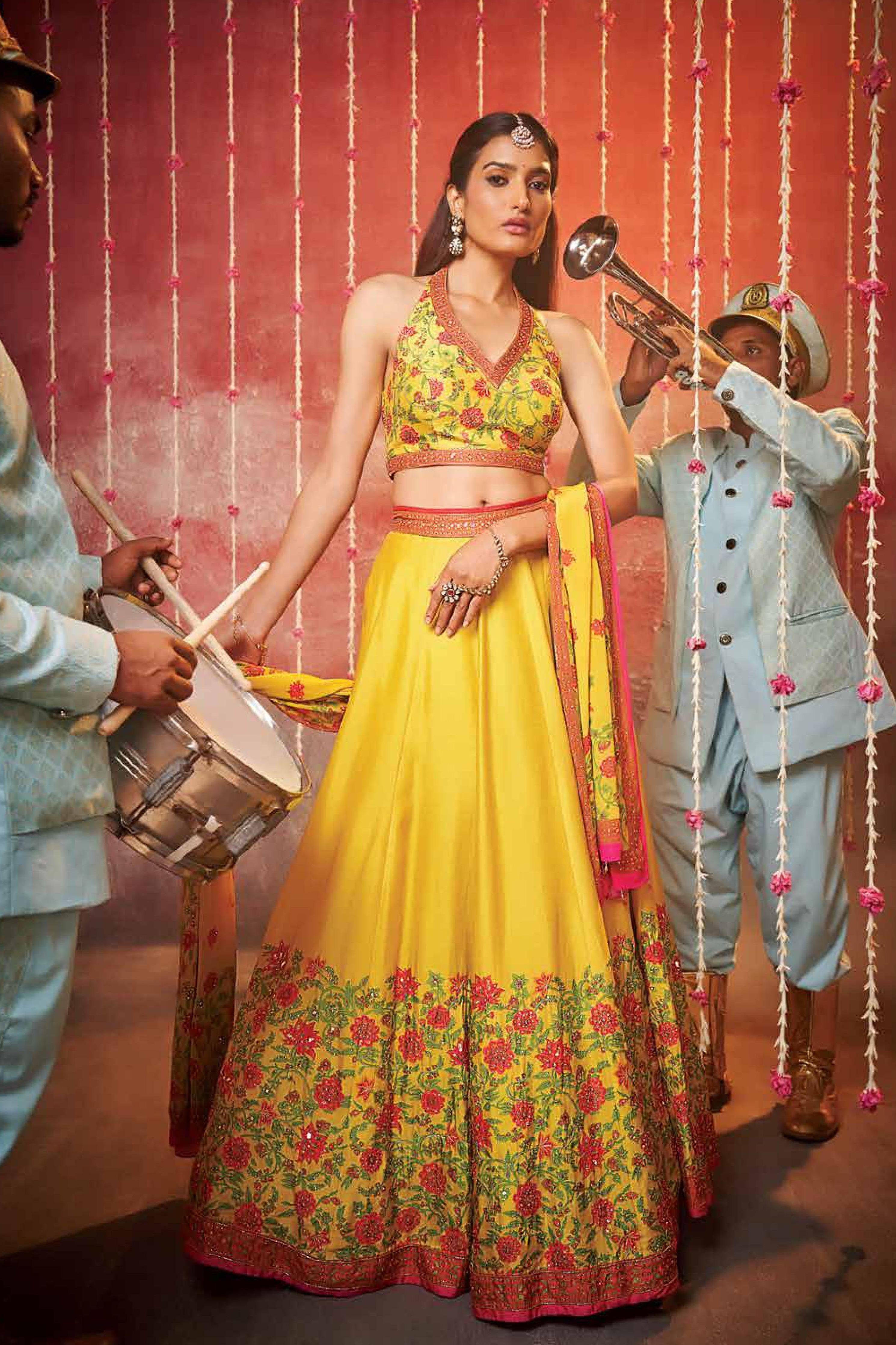 Radiant Yellow printed Lehenga Set - Mokshaa