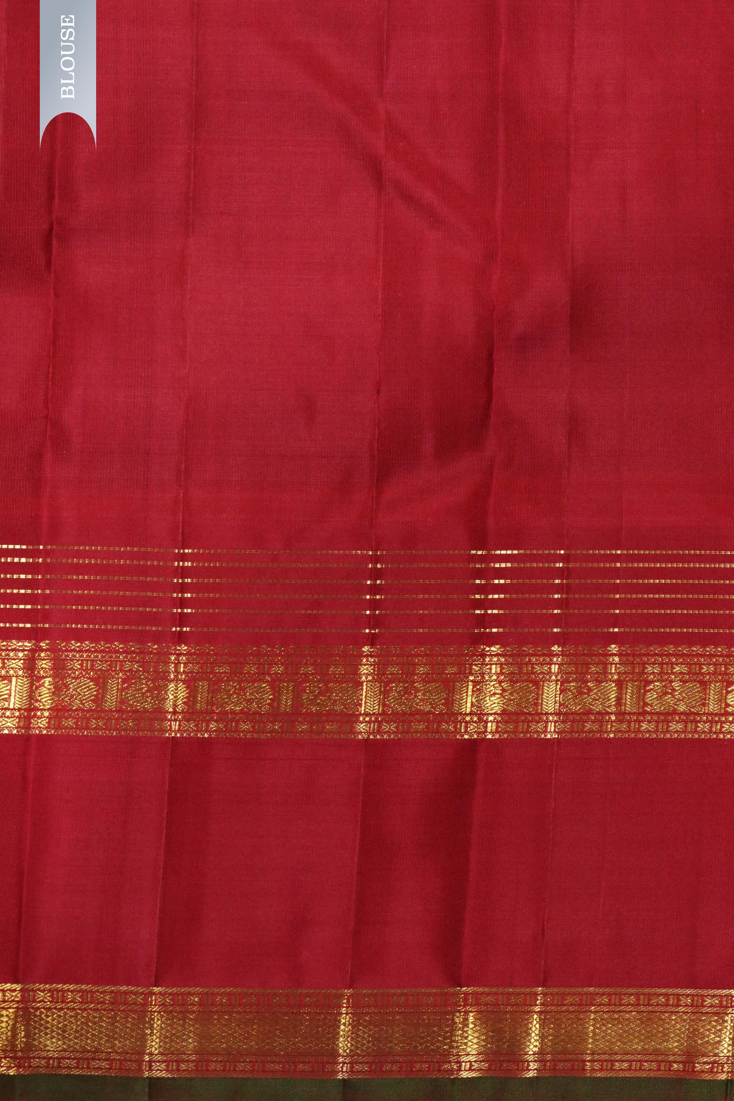 Royal Blue Kanchipuram Silk Saree with Zari Stripes and Contrast Border - Mokshaa