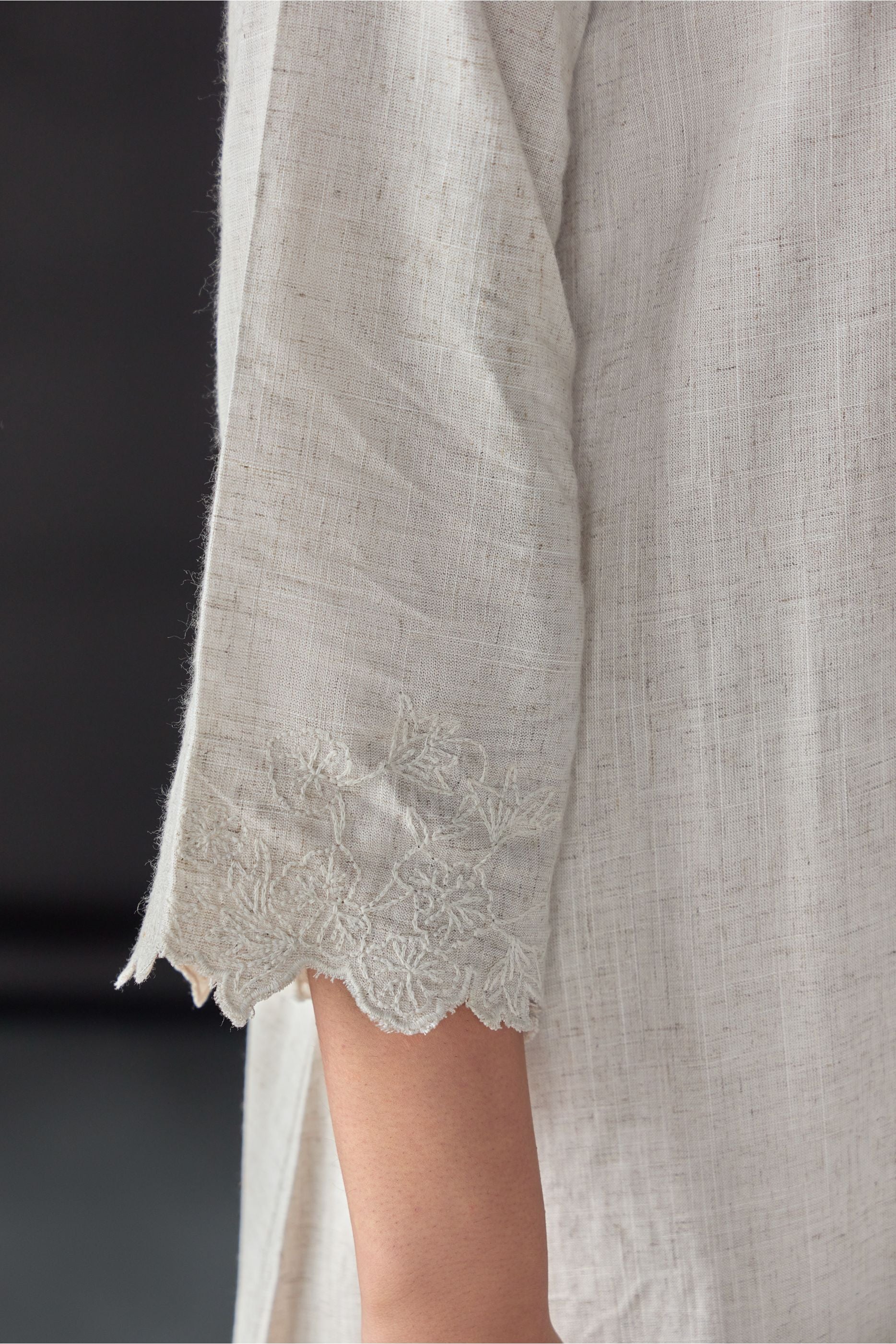 Natural Tonal Embroidered Co-ord Set - Mokshaa