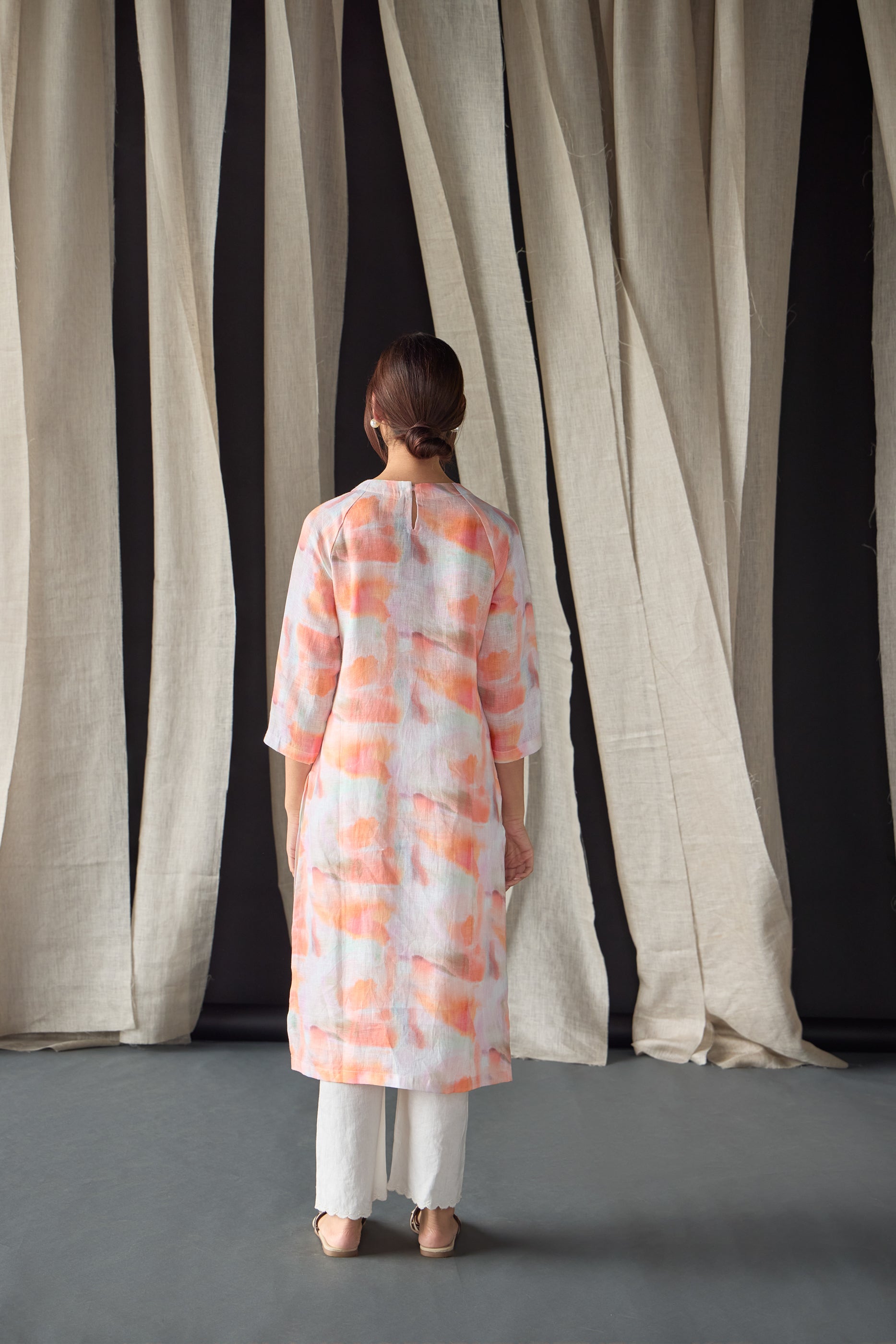 Apricot Linen Kurta Set - Mokshaa