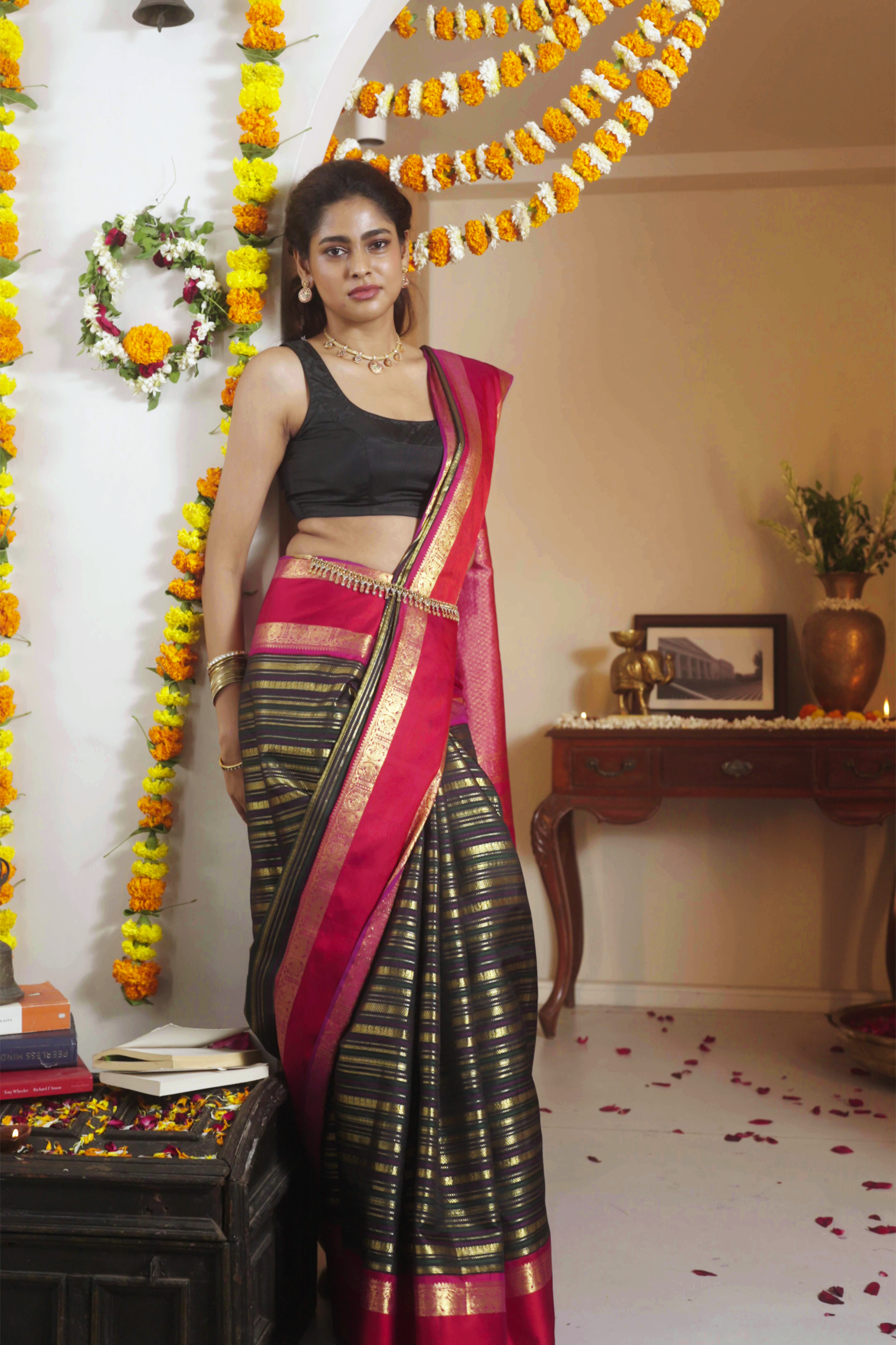 Black Kanchivaram Silk Saree