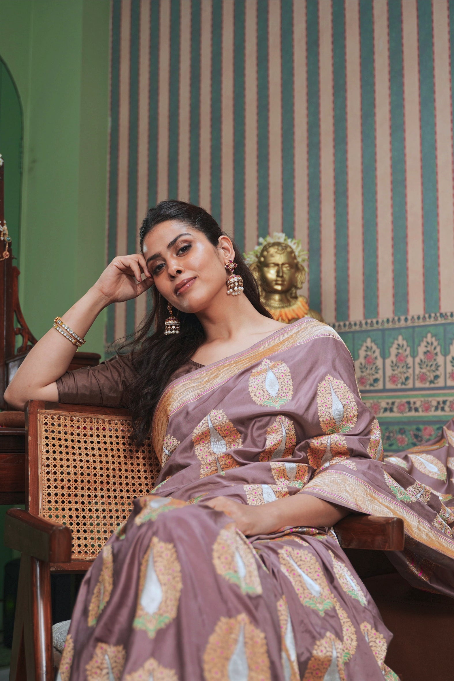 Brown Banarasi Silk Saree